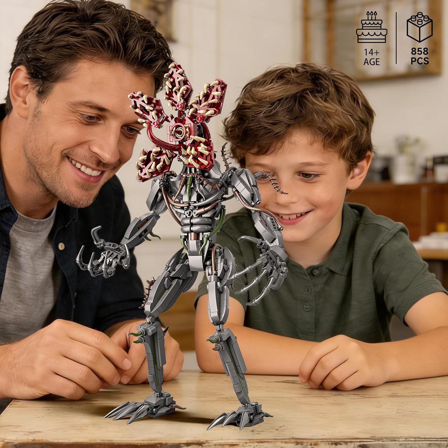 2 in 1 Strange Cannibal Flower Building Blocks Set 858PCS Lego Compatible Monster Plant Figure Kit Dark Fantasy Transformable Model Creepy Display Toy for 14+ Adults Gift