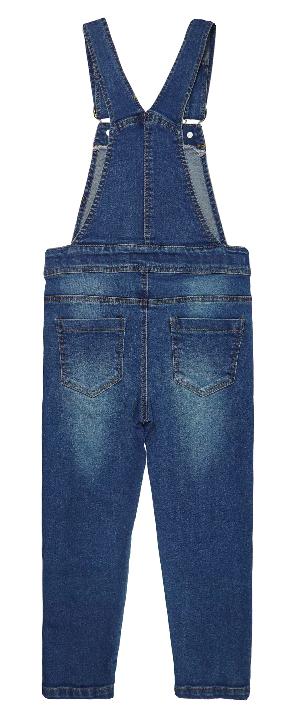 KIDSCOOL SPACE Salopette di jeans per ragazze, Tuta elasticizzata morbida con tasche con patta per bavaglino lavata