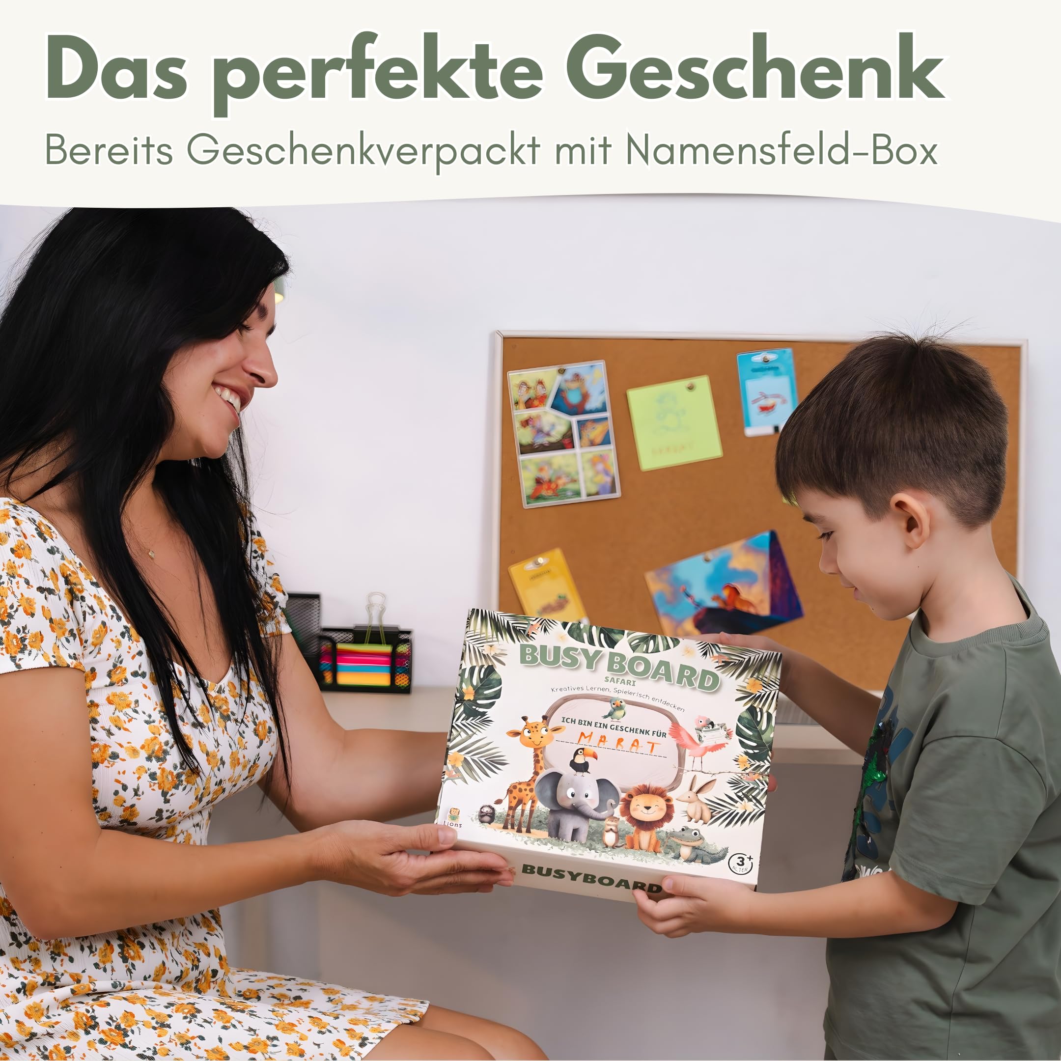 Lion's Collection Busy Board Alemán – Montessori Juguete a partir de 3 años para promover la motricidad y la creatividad – Busy Book & Quiet Book en 6 páginas