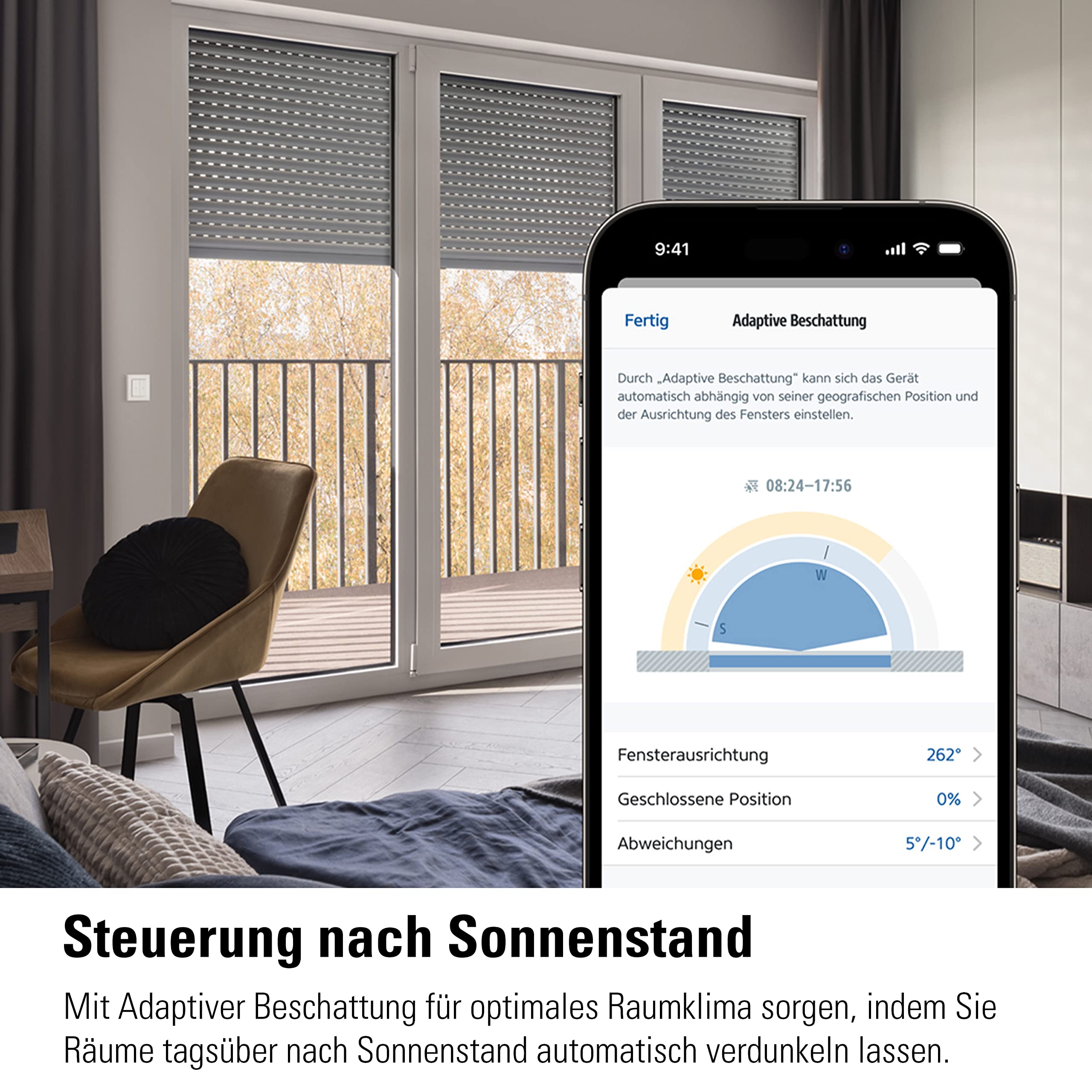 Eve Shutter Switch (Apple Home) - Smarte Rollladensteuerung mit integrierten Zeitplänen, Adaptive Beschattung, Siri-Sprachsteuerung, Zeitschaltuhr, Fernzugriff, keine Bridge nötig, Bluetooth/Thread