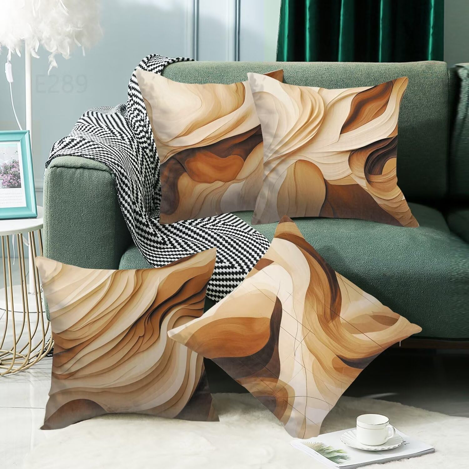 Giallo senape Federe Cuscini Divano 55x55cm,4 Pack Moderno Estate Esterno Cuscini per Divano,Doppio Lato Quadrato Morbido Cuscini Divano,per Divano Soggiorno Sedia Autunno Dekoration Cuscino LY-289