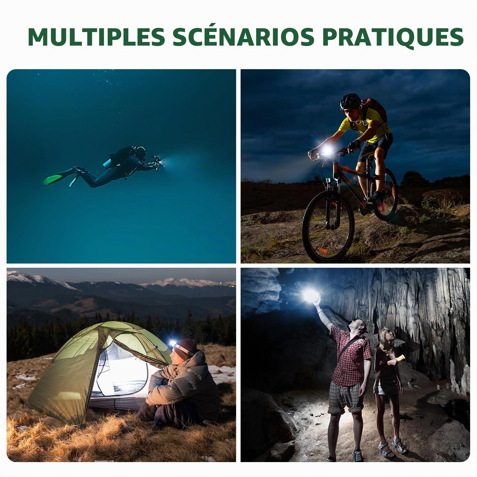 AKASO Lampe sous-Marine 40M Étanche, Lampe de Plongée LED Haute Puissance à Intensité Variable avec Support pour Griffe Froide et 4 Filtres Couleur pour Caméra Sport GoPro/AKASO et Reflex Canon/Nikon