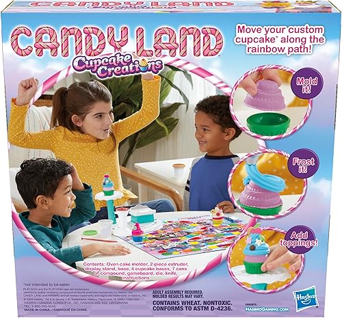 Miniatura 2 de Hasbro Gaming Candy Land Cupcake Creations, juego de mesa para niños con 7 latas y herramientas Play-Doh