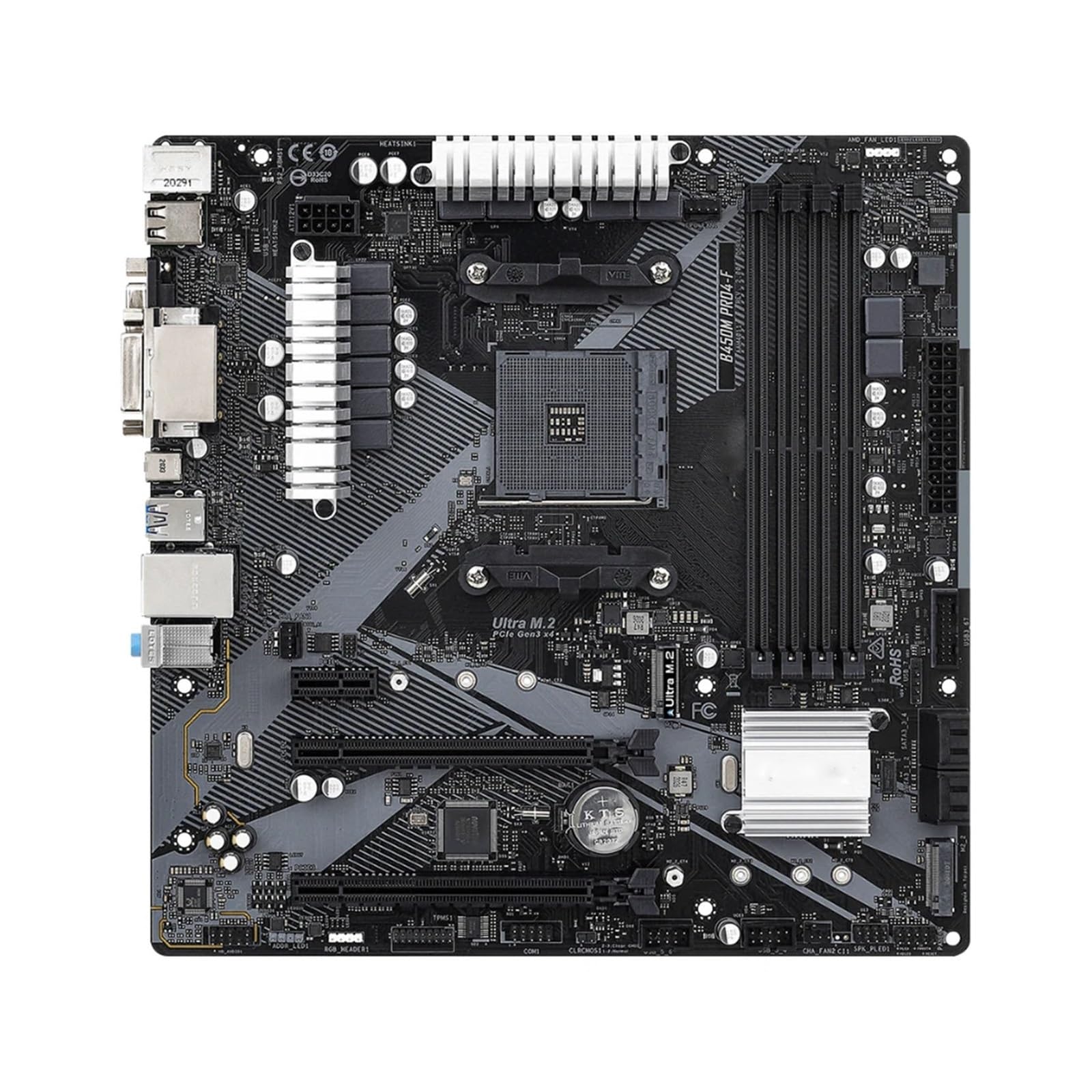 Carte Mere Carte mère Fit for ASRock B450M PRO4-F R2.0 Compatible avec Ryzen 5 5600, 5600G R7 5700X3D et 5800x3D, 4xDDR4, M.2 PCIe 3., AM4, mATX