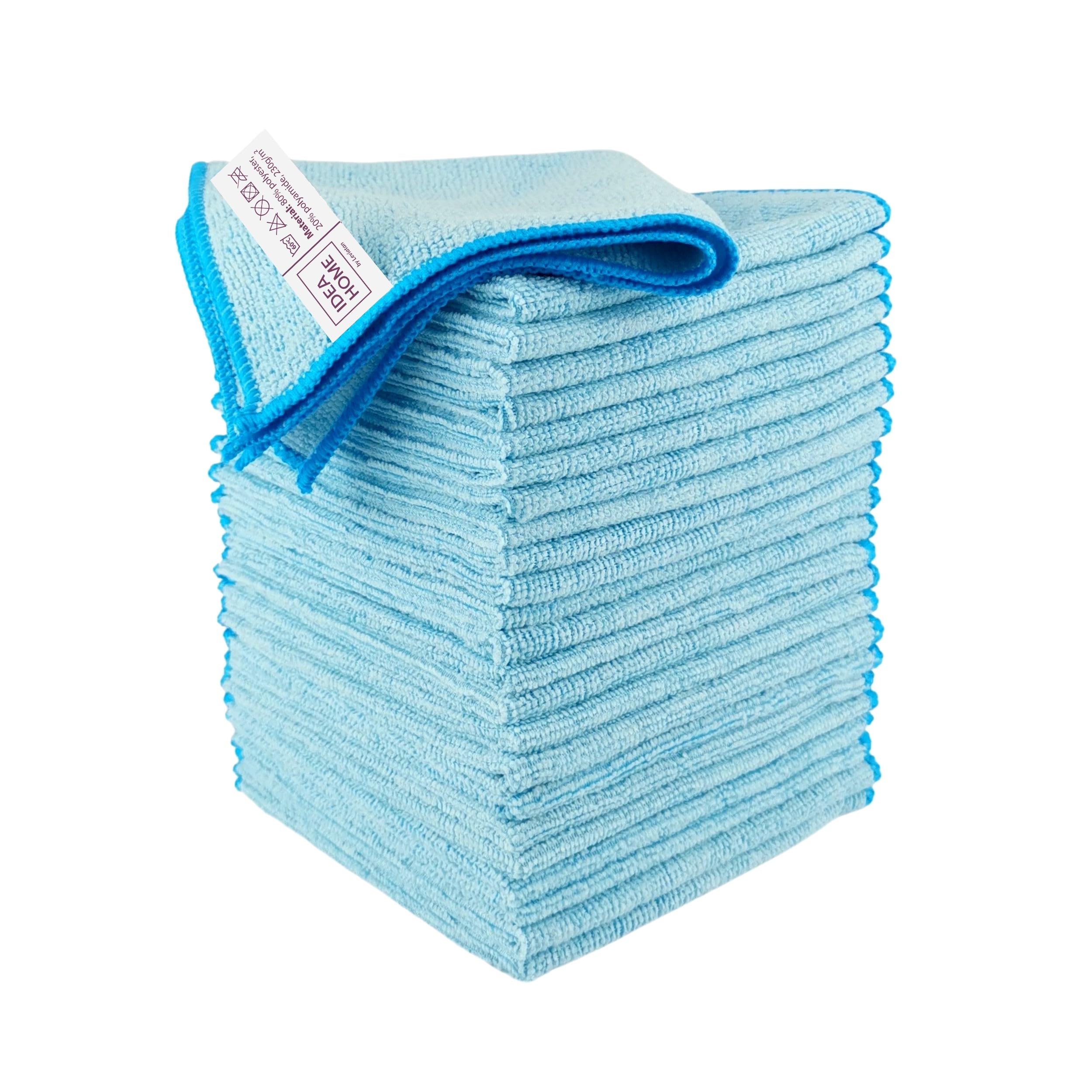 IDEA HOME Microfibre Cloths Set 24 Pack 230gsm Absorbent Cleaning Cloths 30 x 30 cm Blue