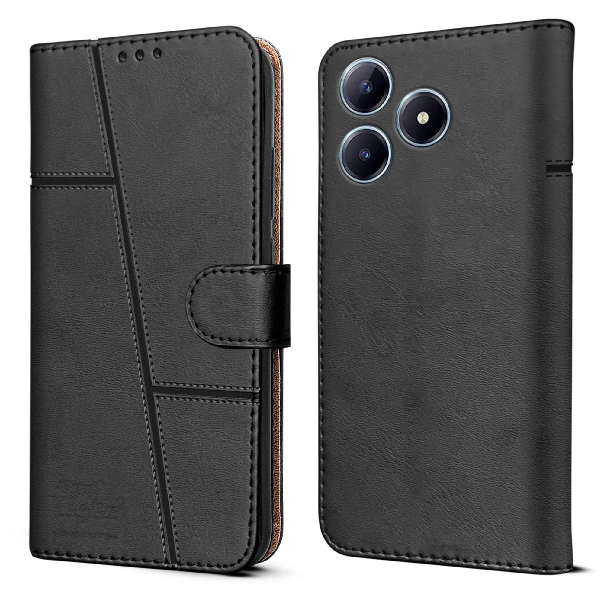 Jkobi Flip Cover Case for Realme Narzo N63 (Stitched Leather with Magnetic Closure | Black) (B0D7SGL484) Amazon Price History, Amazon Price Tracker