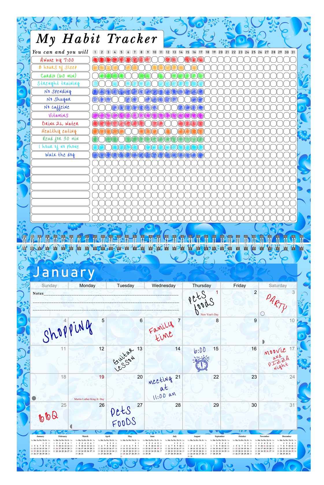 Calendario mensual de escritorio/pared 2023, rastreador de hábitos, diario motivacional y mensual de seguimiento de hábitos, diario inspirador (edición #019)