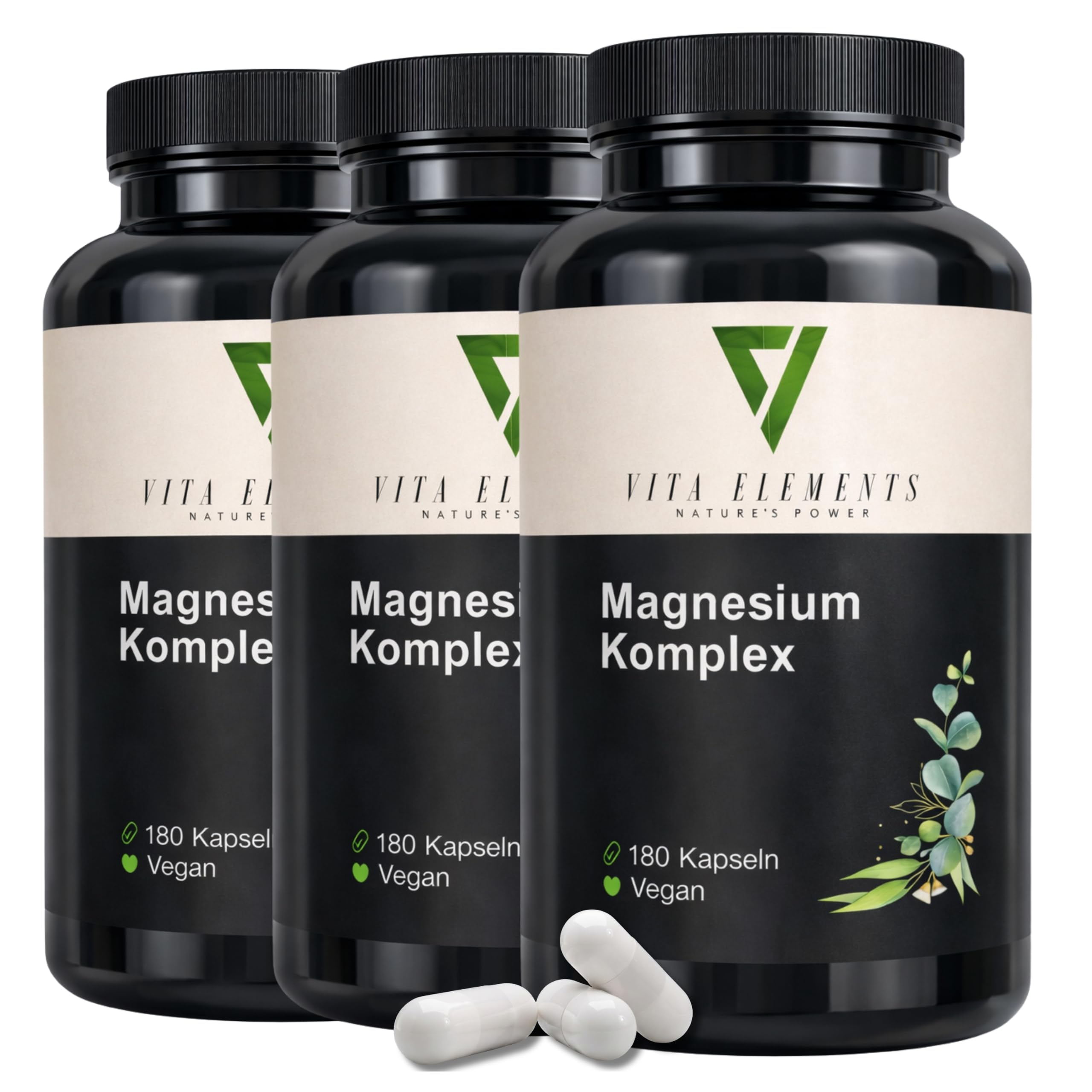 Vita Elements Complexe Magnésium - 180 gélules - 400 mg - Lot de 3