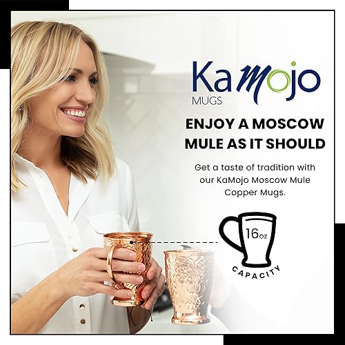 Miniatura 2 de Kamojo Moscow Mule - Juego de 4 tazas de cobre puro hechas a mano con relieve 4 pajitaspalitos de revuelto juego de regalo de 20 libros electrónicos