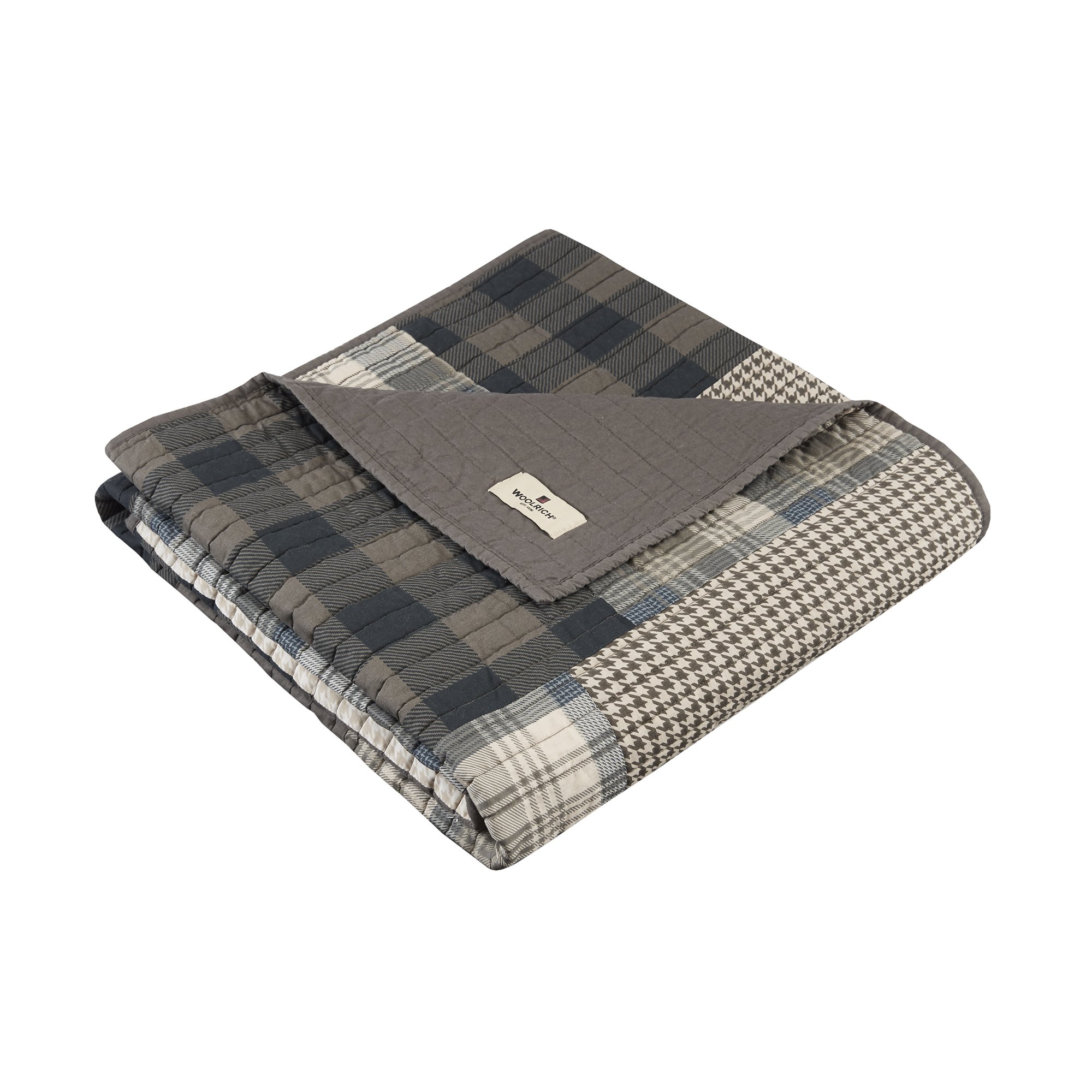 Woolrich Luxury Quilted Throw - Cabin Lifestyle, Patchwork with Moose Design All Season, Lightweight and Breathable Cozy Bedding Layer Throws for Couch Sofa, 50" W x 70" L, Winter Hills Taupe