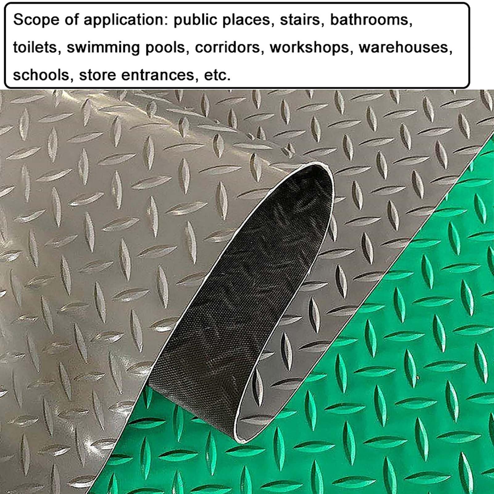 Tappetino per garage, tappetino antiscivolo in PVC, spessore 2,5 mm, piastra diamantata per una facile pulizia, ideale per magazzini e rimorchi