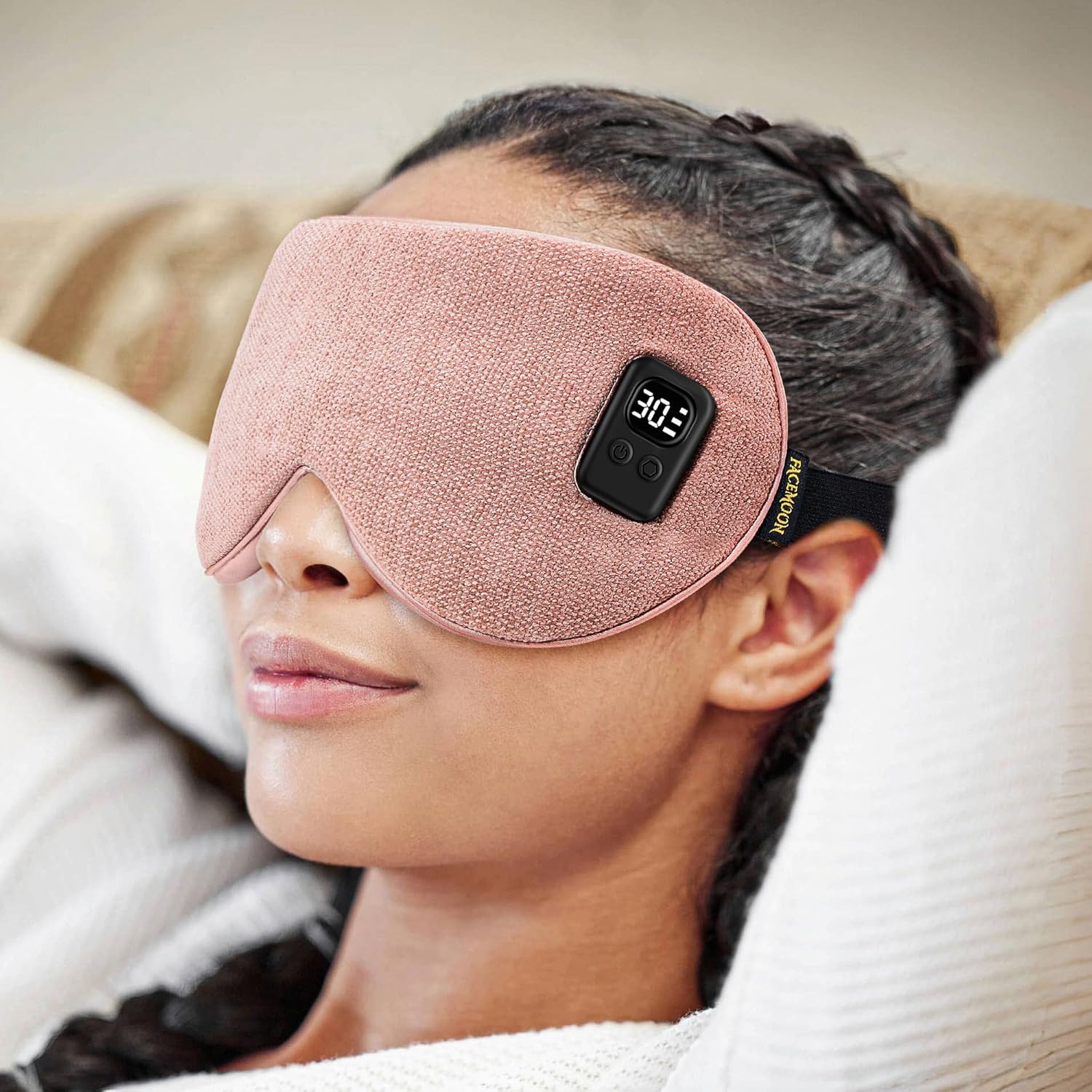 Heated Eye Mask for Dry Eyes: FSA HSA Eligible - Warm Compress for Digital Tired Eyes, Stye Relief - Cordless, Adjustable Heat & Timer Settings - Airplane/Road Travel, Sleep aid, Office nap Pink