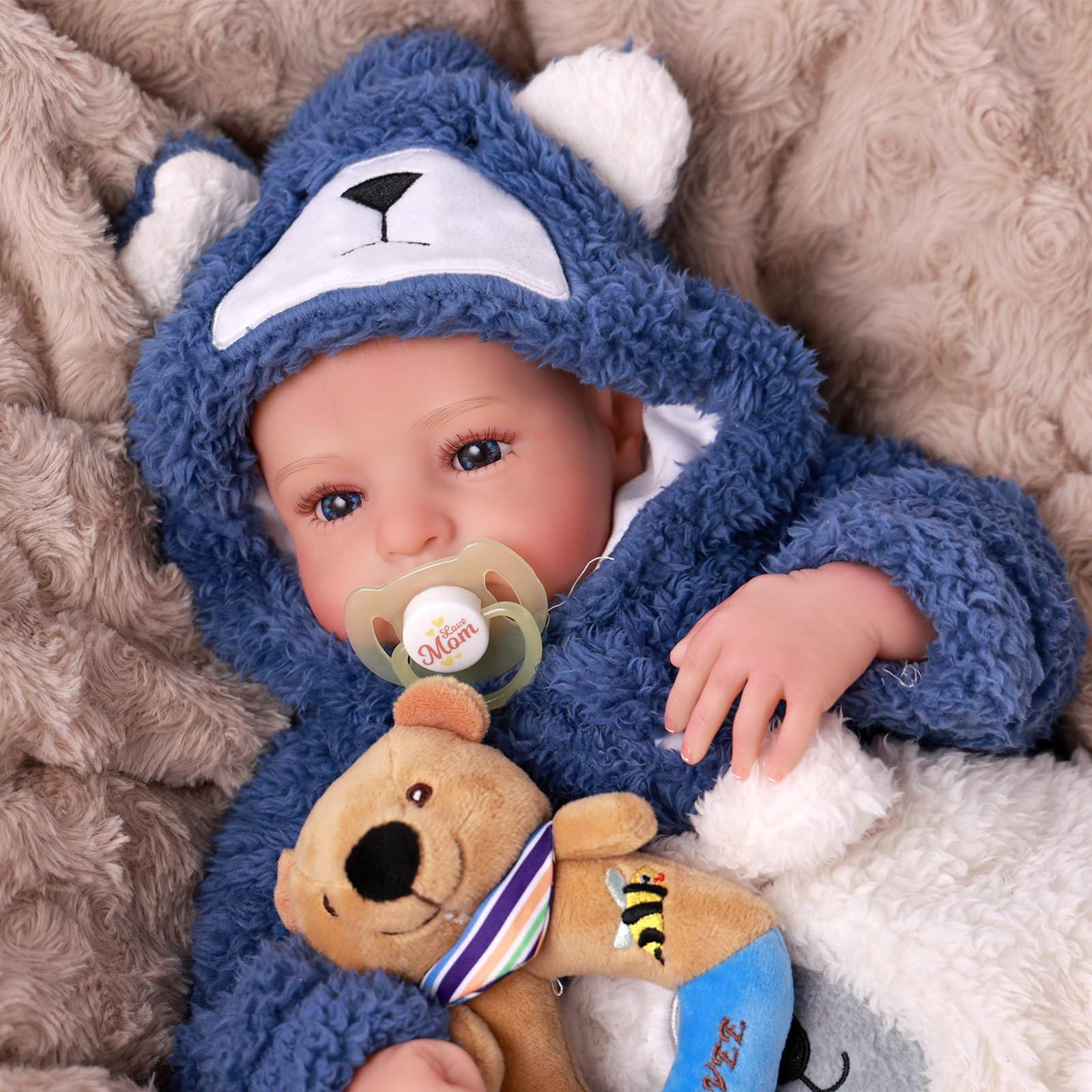 BABESIDE Reborn-Baby Doll 20 Inch Aiden Lifelike Boy Realistic Newborn Like Real Babies Dolls Soft Cloth Body Open Eyes Collectors Therapy Gift - Image 3