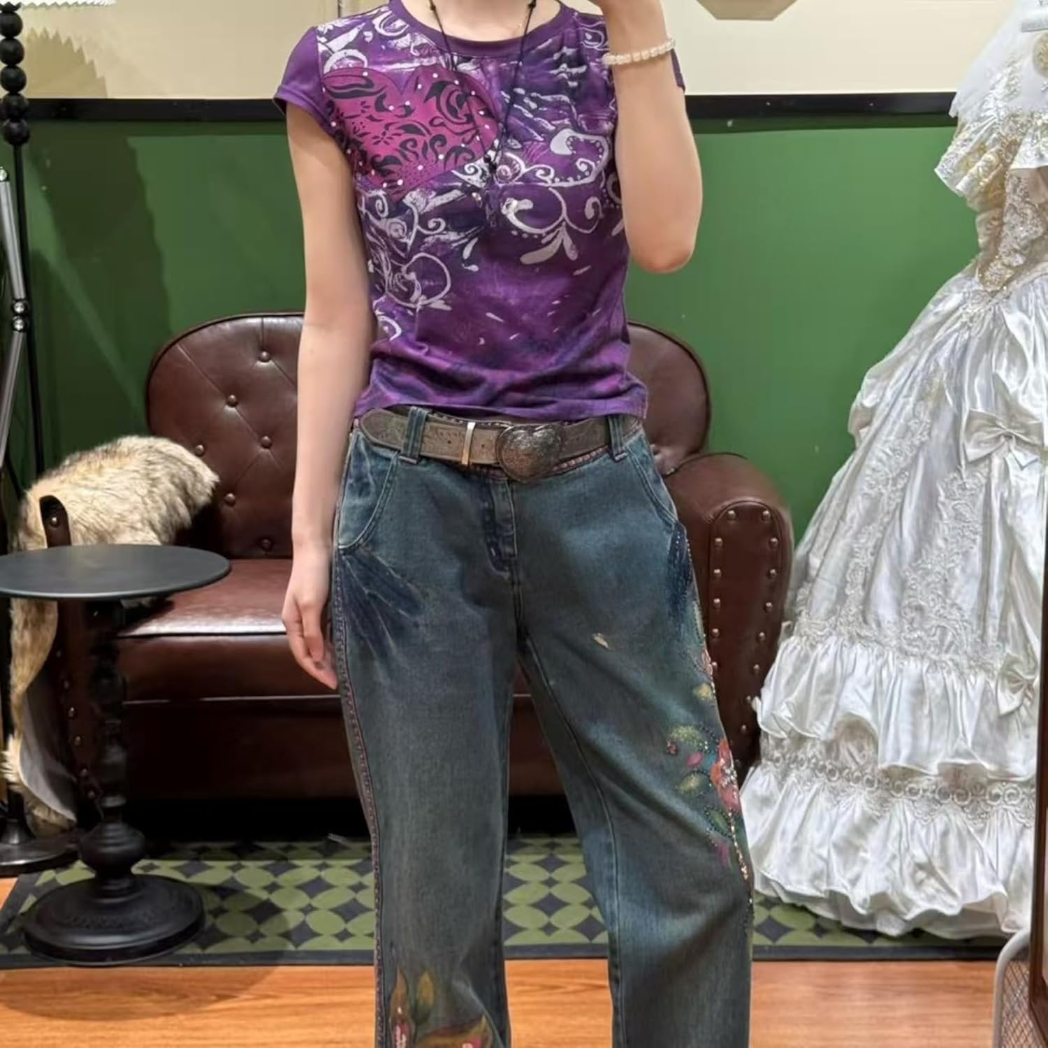 Emo Grunge Shirts Y2k Goth Short Sleeve Tops 2000s Harajuku Fashion Mcbling Vintage Graphic Streetwear Women Tops - Image 5