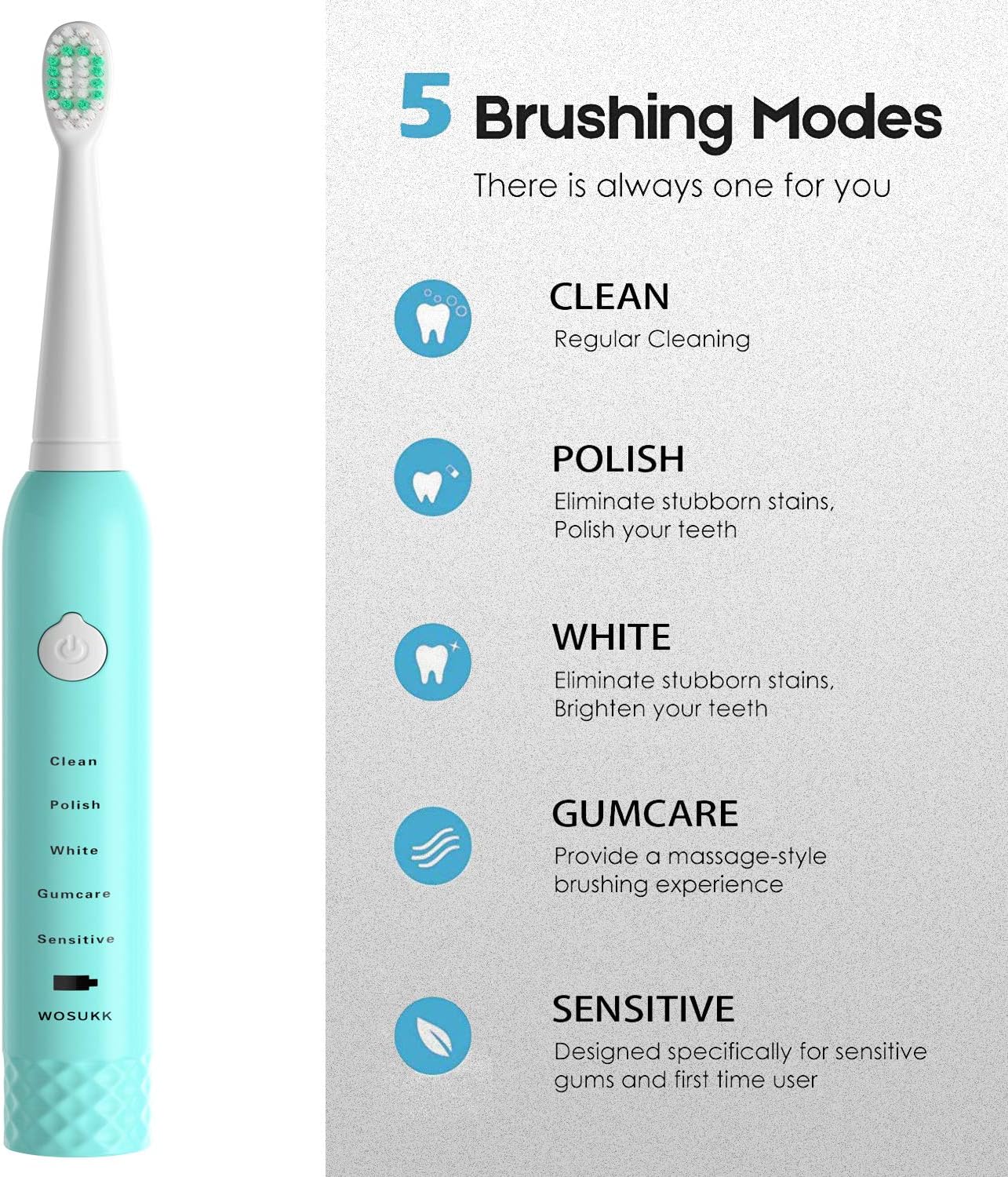 Sonic Electric Toothbrushes for Kids-5 Modes with Smart Timer, Waterproof USB Charging Rechargeable Ultrasonic Toothbrushes, 4 Replacement Brush Heads, Adults Power Toothbrush, Dentists Recommend : Beauty & Personal Care