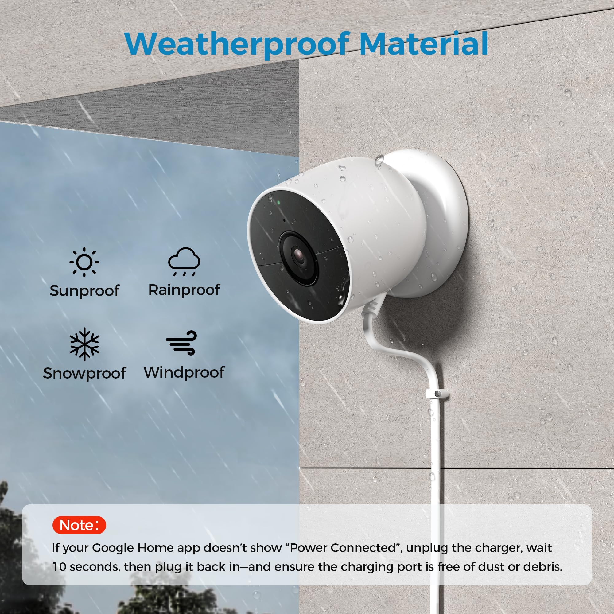 Itramax Power Cable for Google Nest Cam Outdoor or Indoor,Batte/ry,20FT/6M Long Weatherproof Charging Cable with Charger 5V2A for Nest Camera(Battery),Continuous Charger,Outdoor Indoor Cord