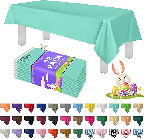 Mantel de plástico de alta calidad - 54 in. x 108 pulgadas. Grandipity - Mantel rectangular (6 y 12 unidades), Agua (Aqua)