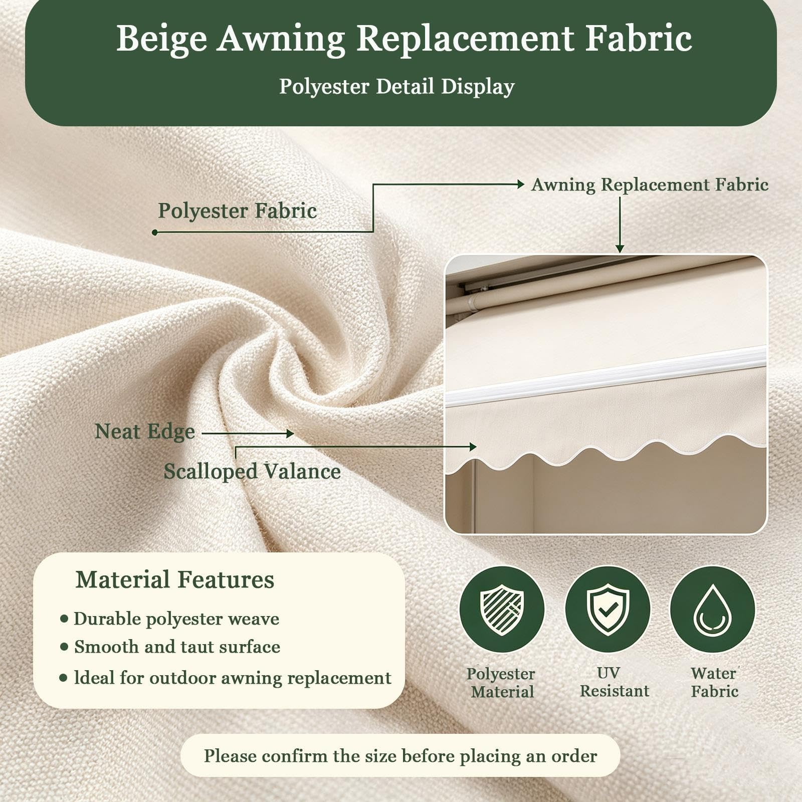 Toile de Remplacement Store Banne Patio Tissu de Remplacement pour Auvent