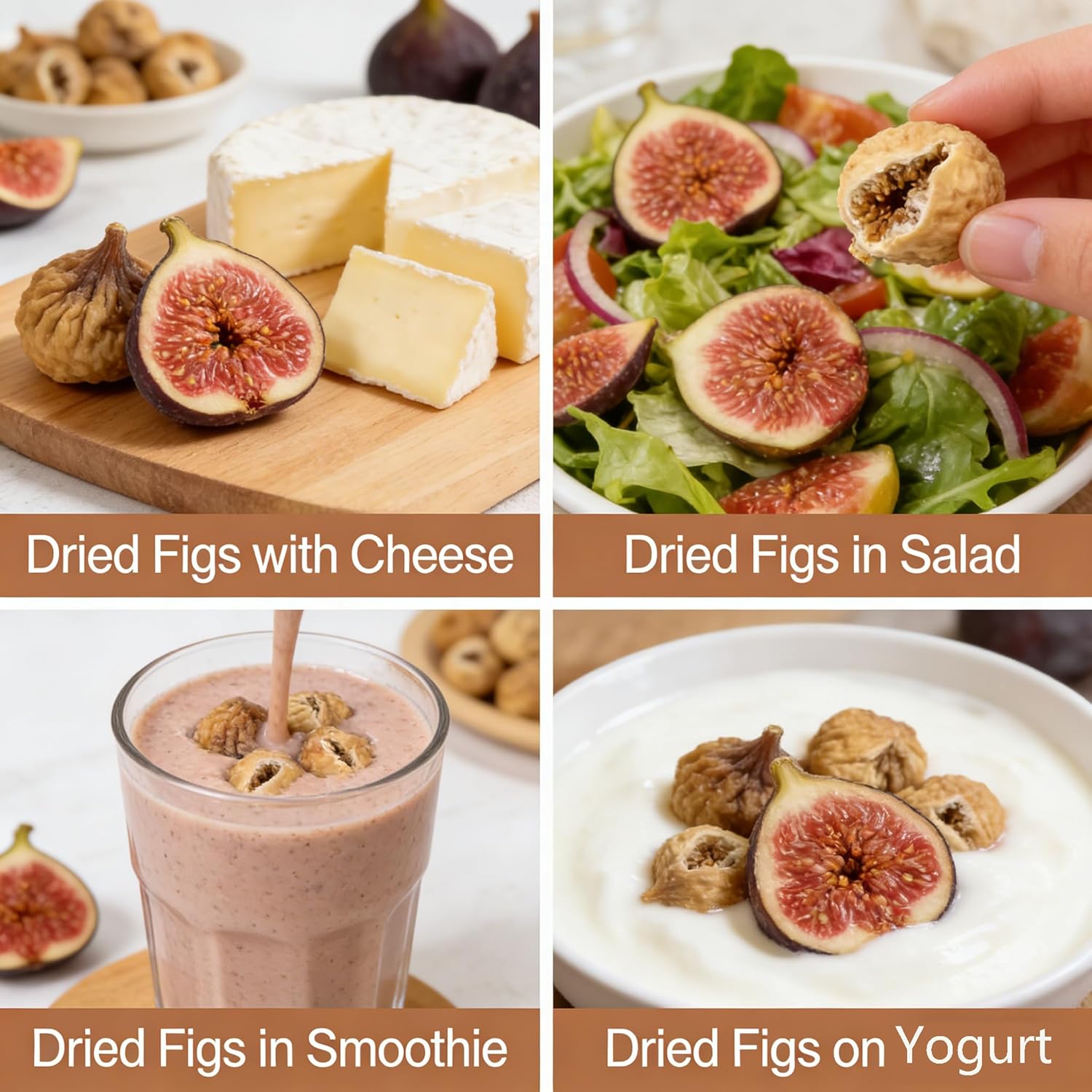 4LB Natural Sun-Dried Figs |Unsulphured, No Added Sugar, Vegan|Good Source of Fiber | Dried Figs for Healthy Snacks, Baking, Cheese Boards 4x16oz/Bag
