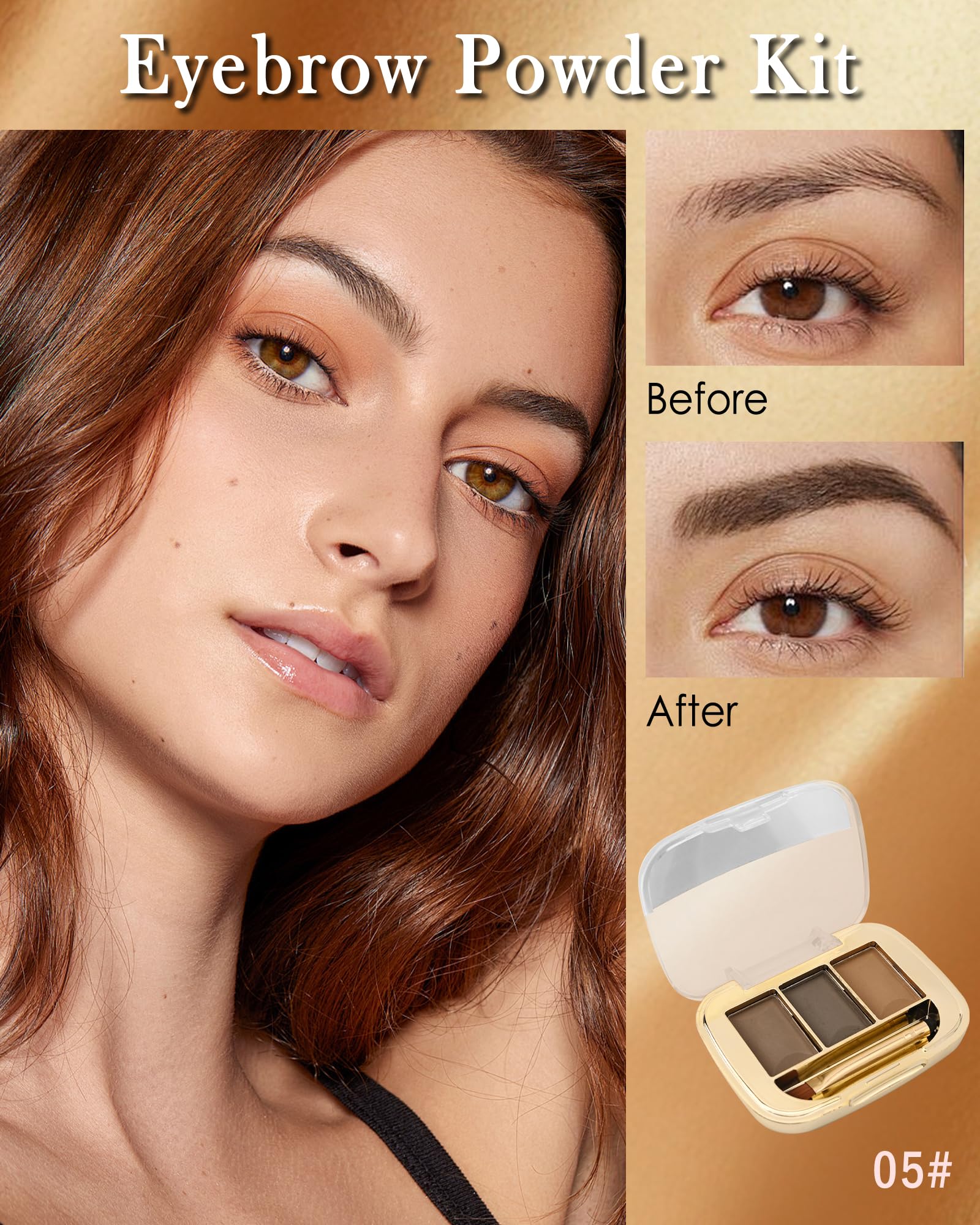 Eyebrow Powder Makeup kit-3 Colors Eye Brow Tinted Powder Palette Long-Lasting Waterproof - Image 2