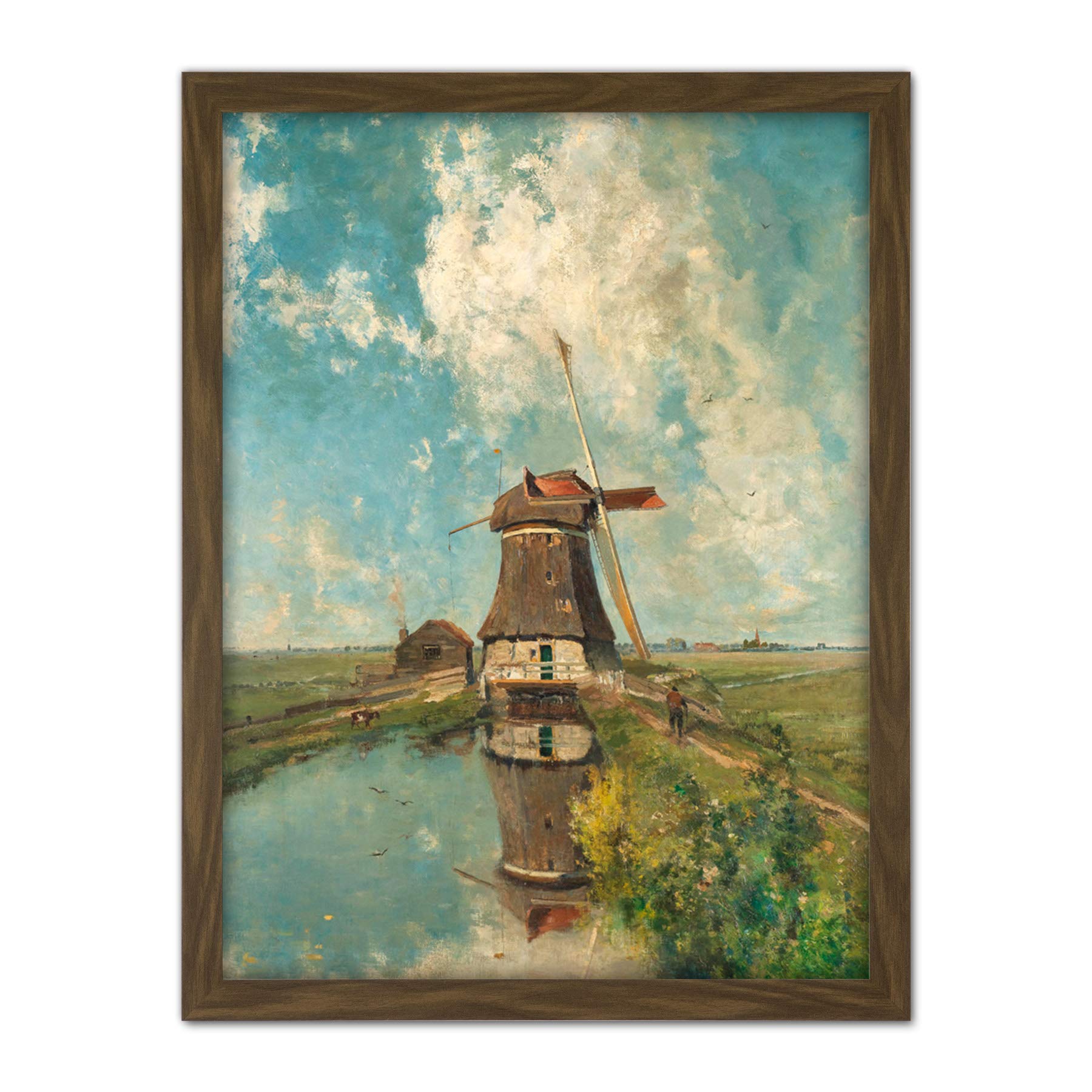 Artery8 Paul Gabriel A Windmill On A Polder Waterway Artwork Framed Wall Art Print 18X24 Inch