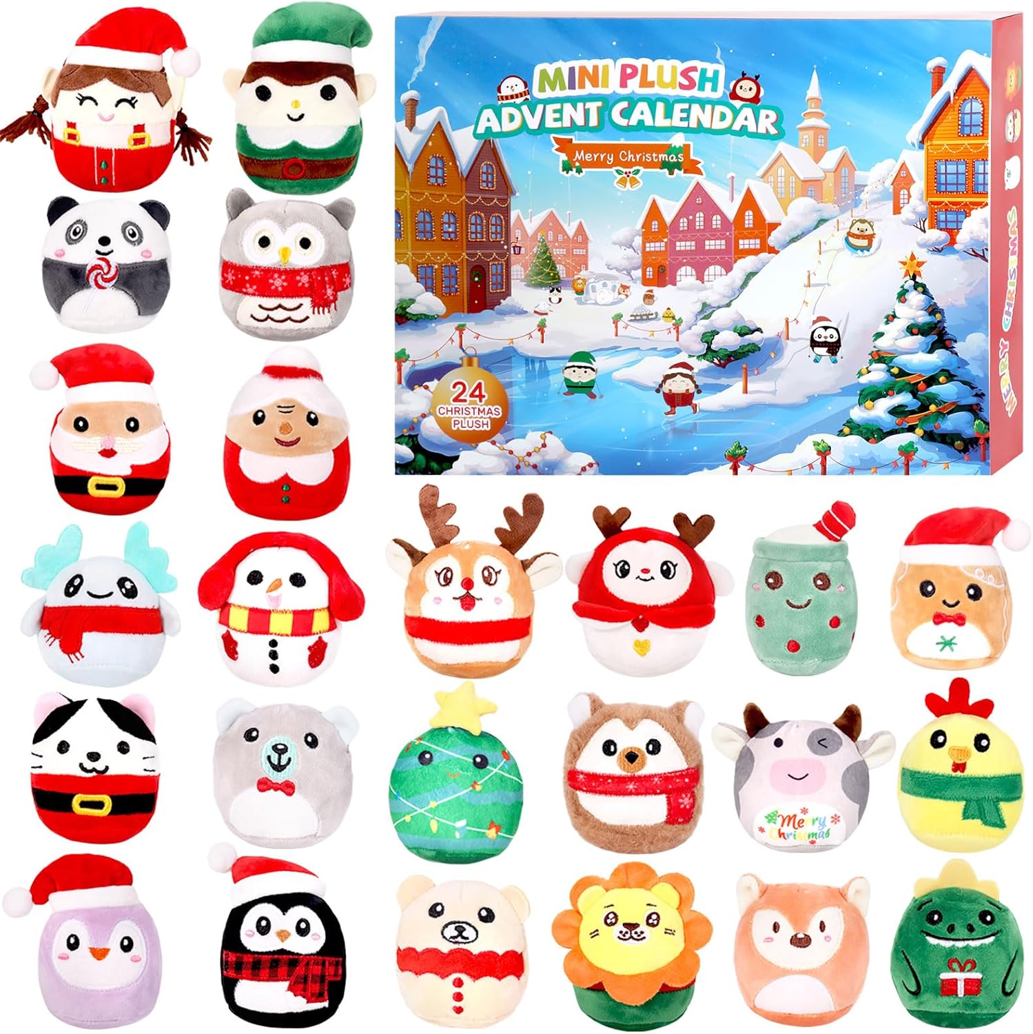 24 Days Christmas Advent Calendar 2025, 3.2" Cute Collectible Plushies Xmas Ornament ,Soft Mini Stuffed Animal Squishy Toys, Plush Christmas Countdown Holiday Gifts Sets for Teen Girls, Boys, Kids & Adults,Plush Advent Calendar for Girls - Image 1 of 8