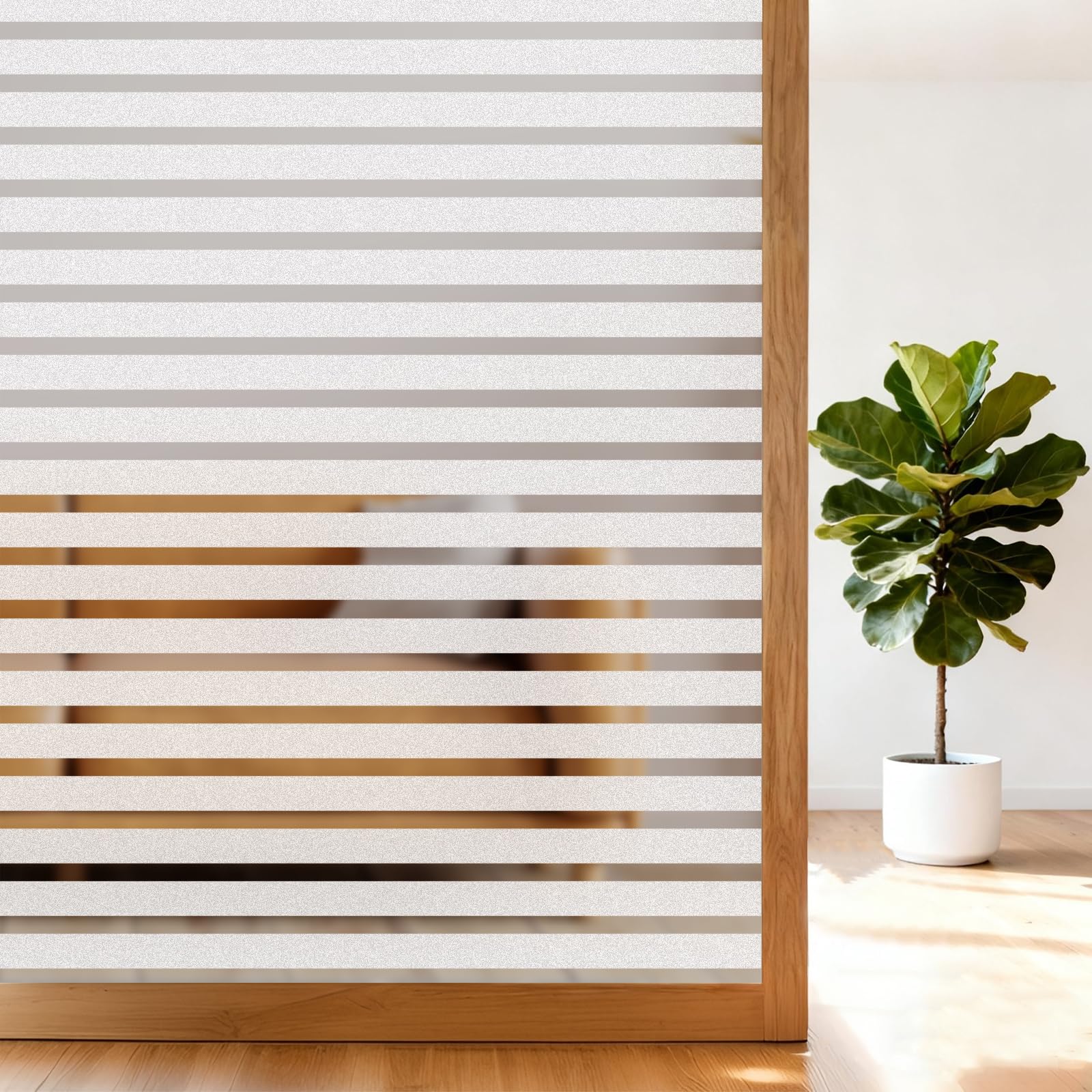 shinfly Fensterfolie Streifen 75 x 200 cm -Breite Streifen Fensterfolie Blickdicht,Milchglasfolie selbstklebend, statisch haftend, Anti‑UV, Sichtschutz und Privatsphäre