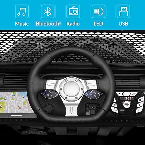 Miniatura 3 de Kidzone Vehículo eléctrico grande de 2 plazas para niños de 12 V, con control remoto para padres, puertas dobles, cinturón de seguridad, luces LED,