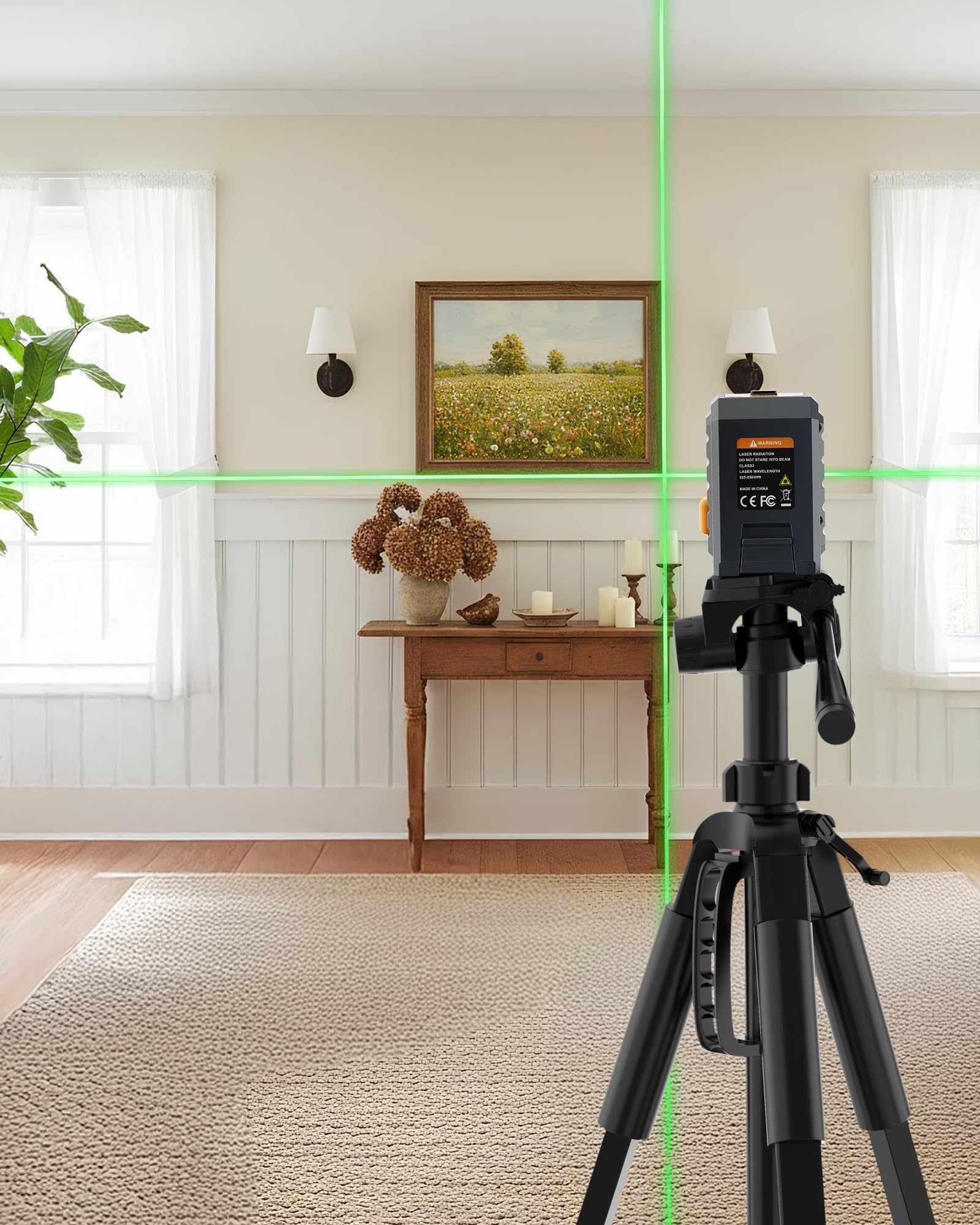 Niveau laser vert CIGMAN avec nivellement automatique et mode manuel, mode impulsion de 30 m, 4 niveaux de luminosité, haute précision ± 0,3 mm/1 M, comprend des piles AA et un support