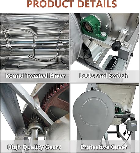 Miniatura 7 de Mezclador eléctrico comercial de la harina de la máquina del mezclador de la masa de 33.1 lbs con el cuenco de inclinación de 90 grados para la masa