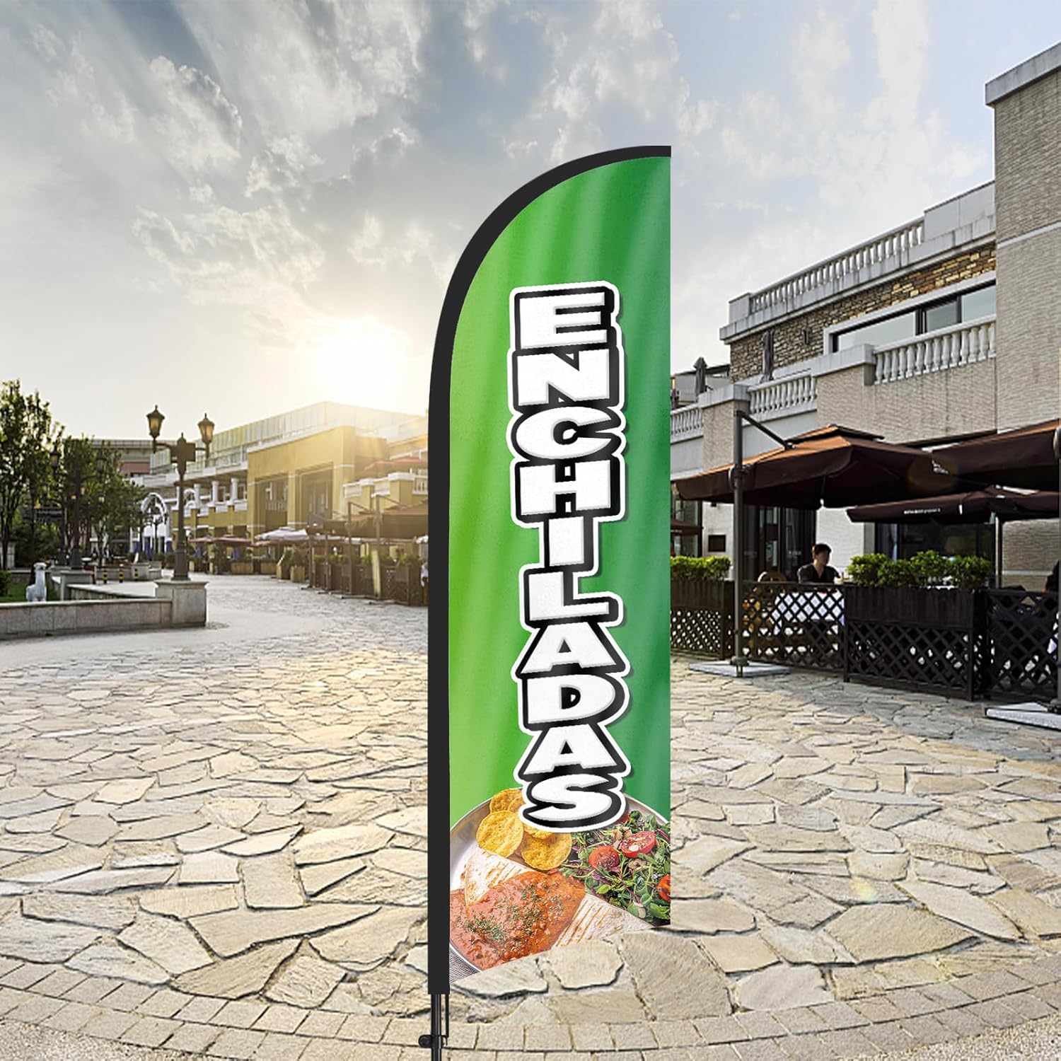 Enchiladas Advertising Swooper Flags Banners, Enchiladas Feather Flags with Poles and Ground Stake, 8FT Advertising Feather Flags Sign for Enchiladas Business