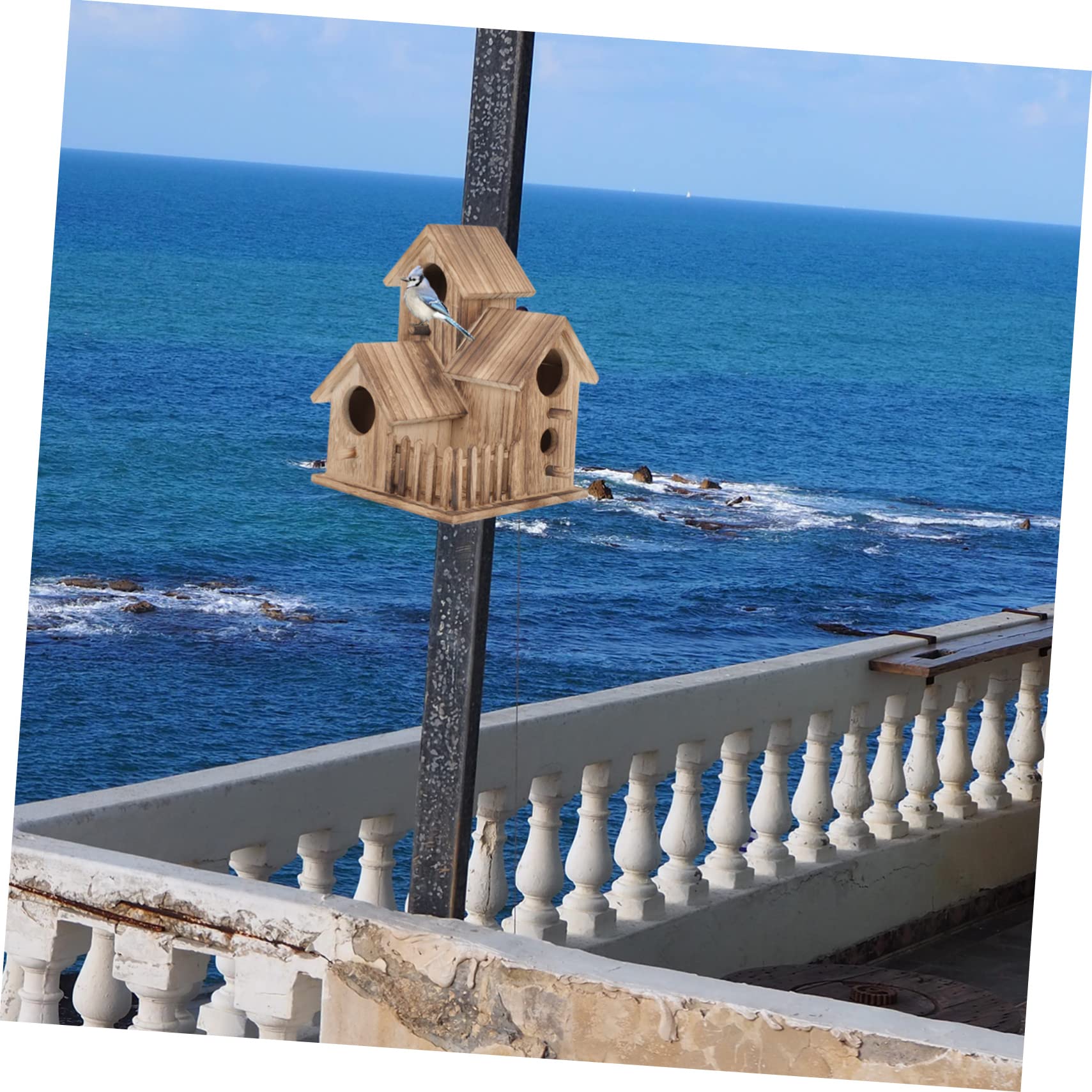 TOYANDONA Villa Nido De Pájaro Casita De Madera para Cría De Loros Nido para Periquitos Accesorio para Loros Comedero para Pájaros Independiente Casita para Anidar Jardín