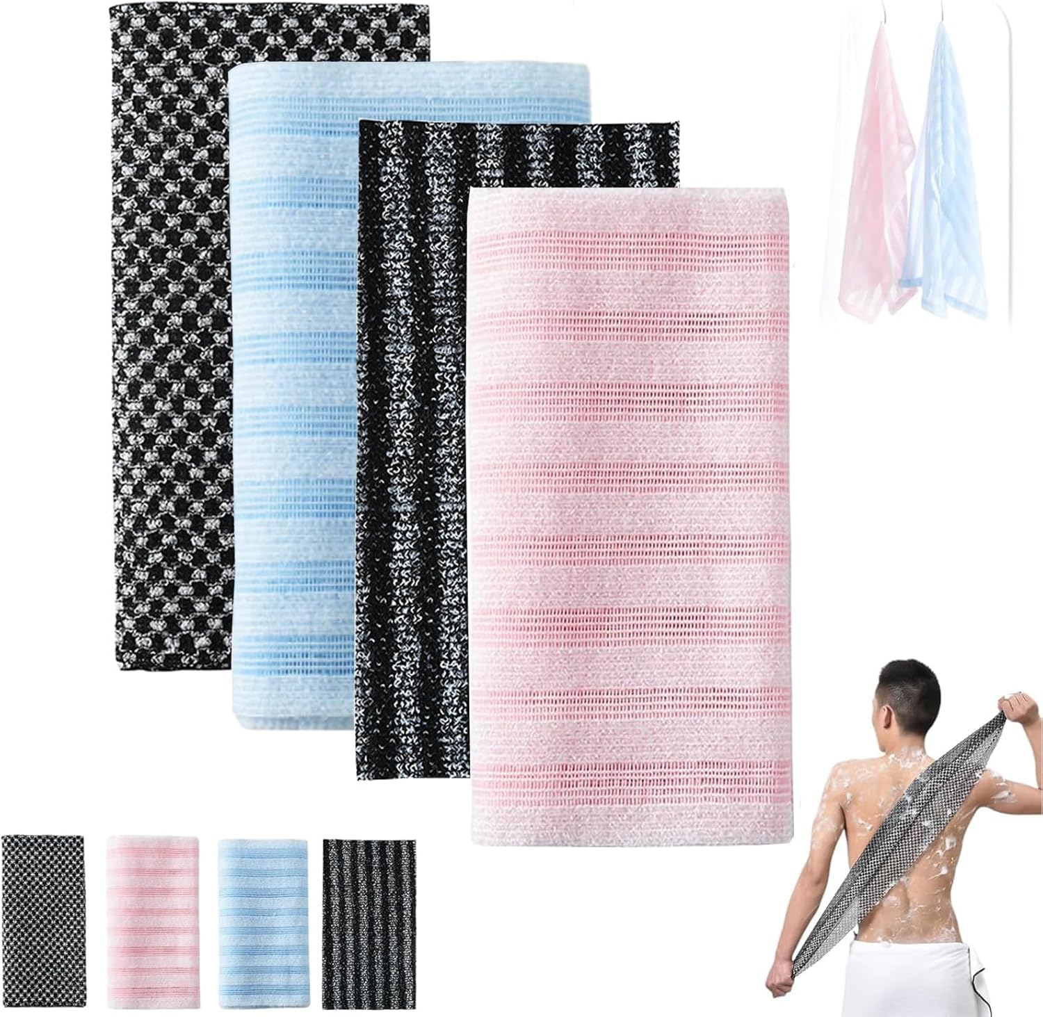 Amazon.com: Zimfim Exfoliating Shower Towel, Scrub Cloth, 48 inches ...