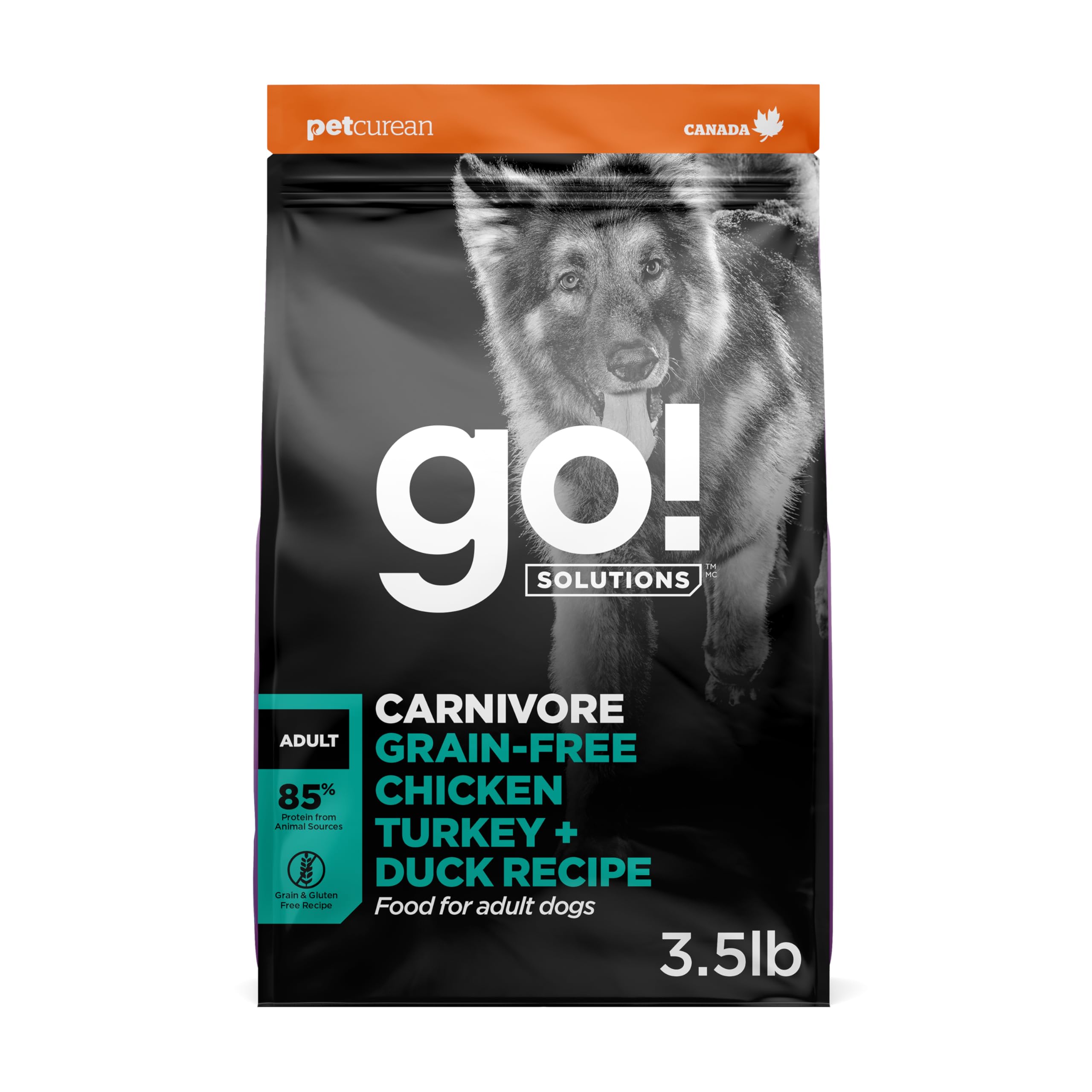 Go! Solutions Carnivore | Grain Free Dry Dog Food - Chicken, Turkey & Duck Recipe | Adult Complete Wheat Free Kibble | 1.59 kg