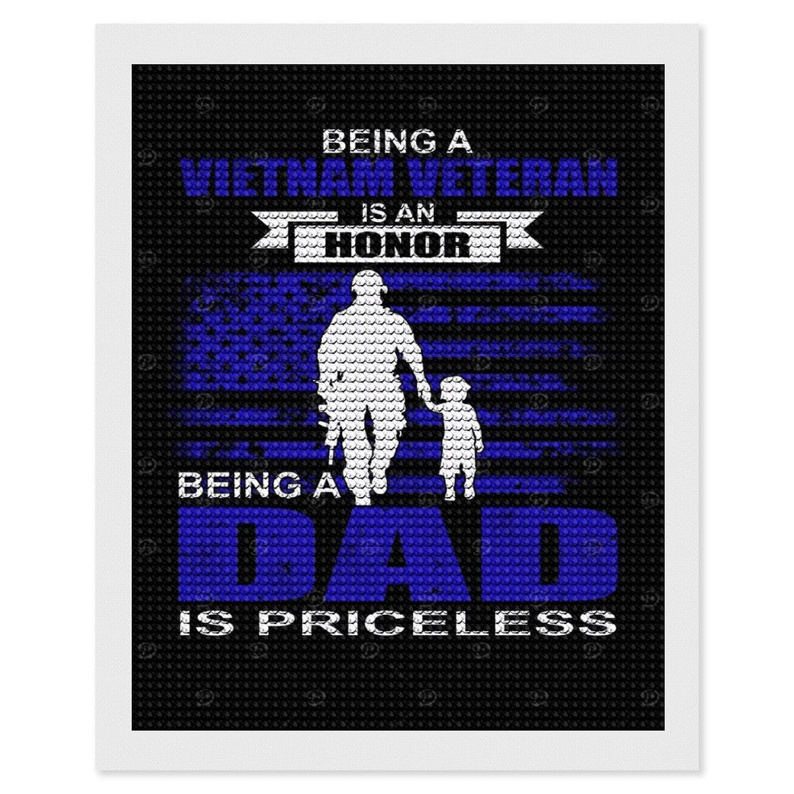 Junmoney Vietnam Veteran Dad Diamond Painting Canvas Set 16"x20", for Women, Mindful Craft Activity, Cosy Home Accent, Festive Craft Gift