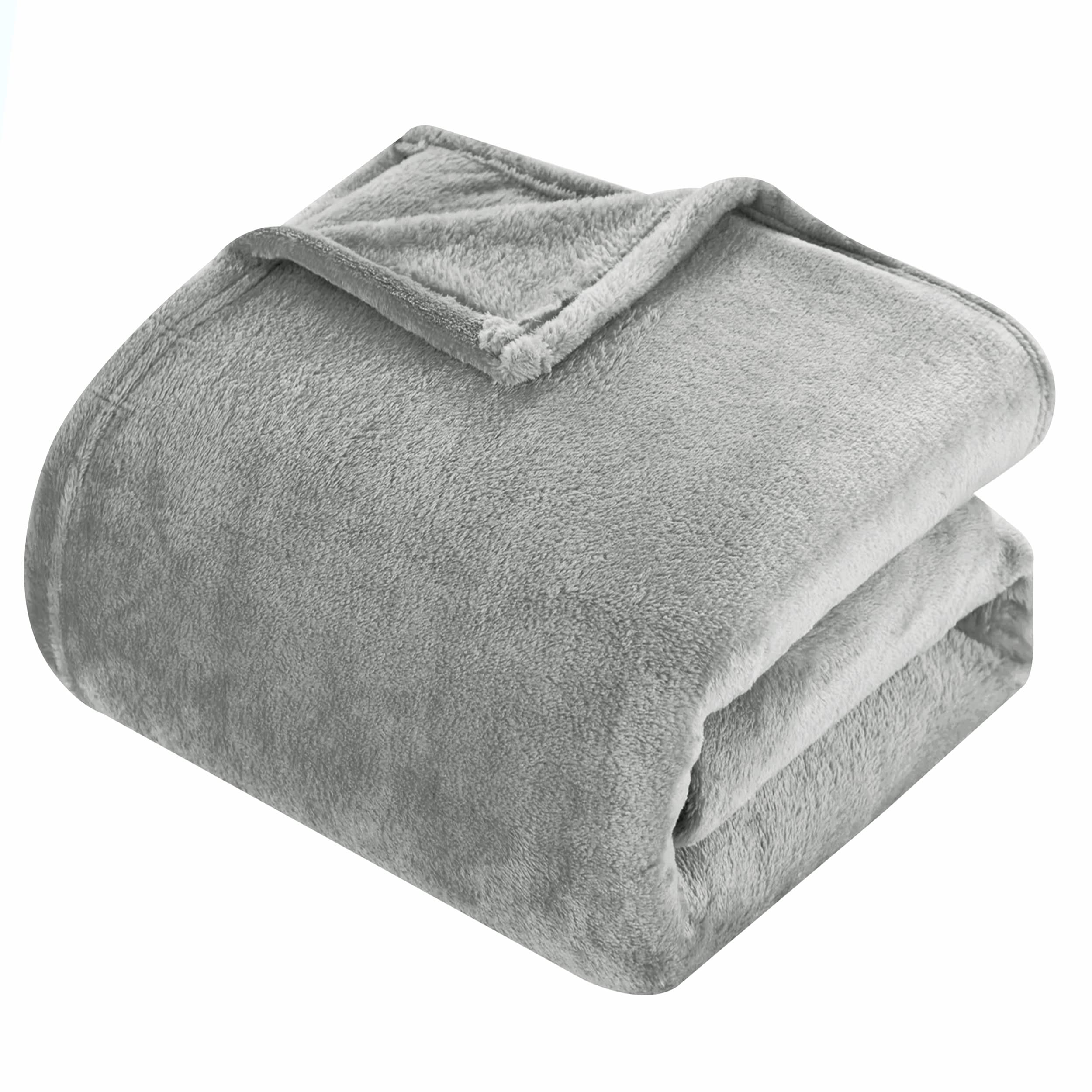 AMEHA Fleece Blanket - Super Soft Fuzzy Throw Blanket for Sofa and Couch - Luxury 400 GSM Microfiber Fluffy Bed Blankets and Throws, SilverGrey, 130x150 cm