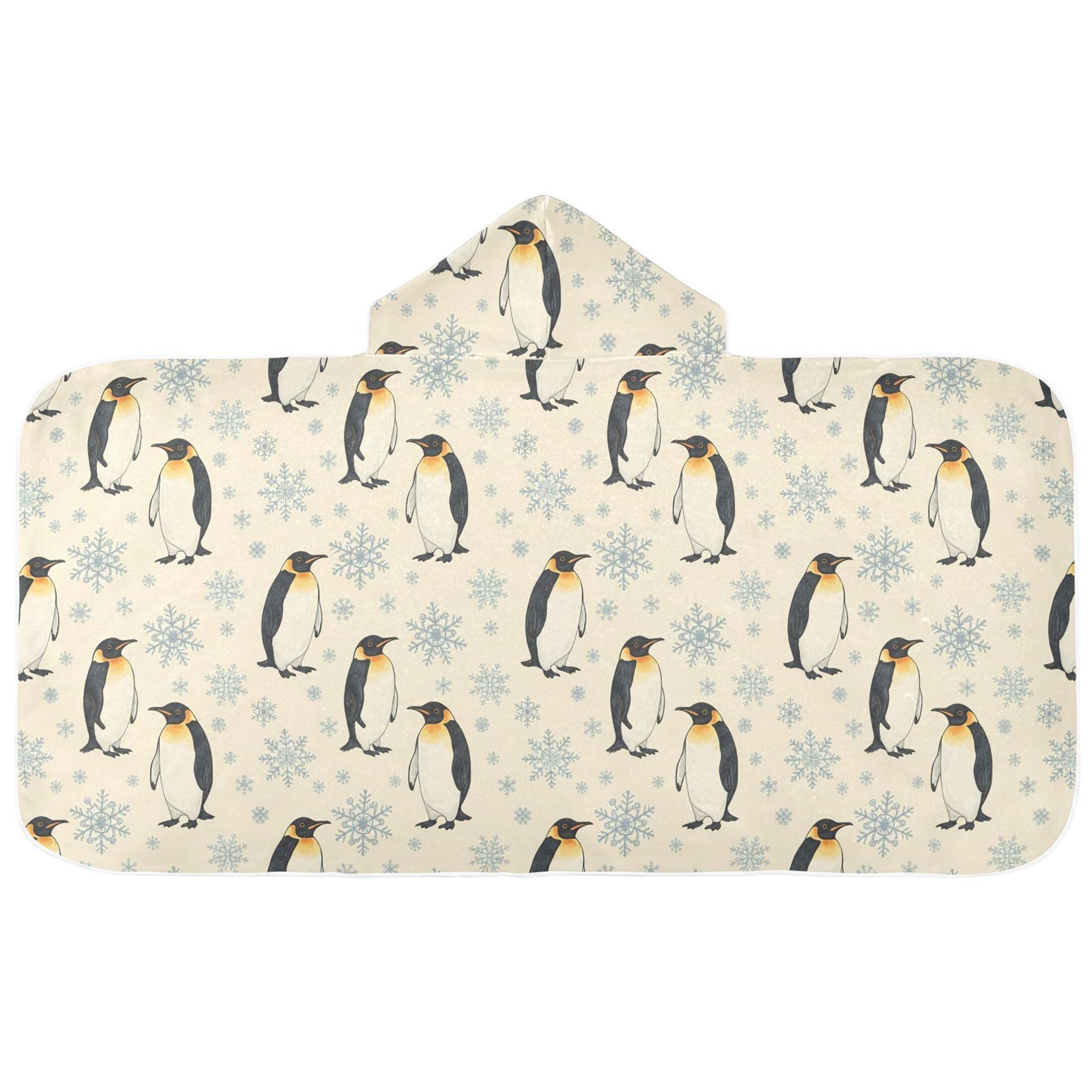 Fuauuyl Penguins Hooded Baby Bath Towel Soft & Breathable Towel for Newborns Infants Toddlers, Nursery Essential