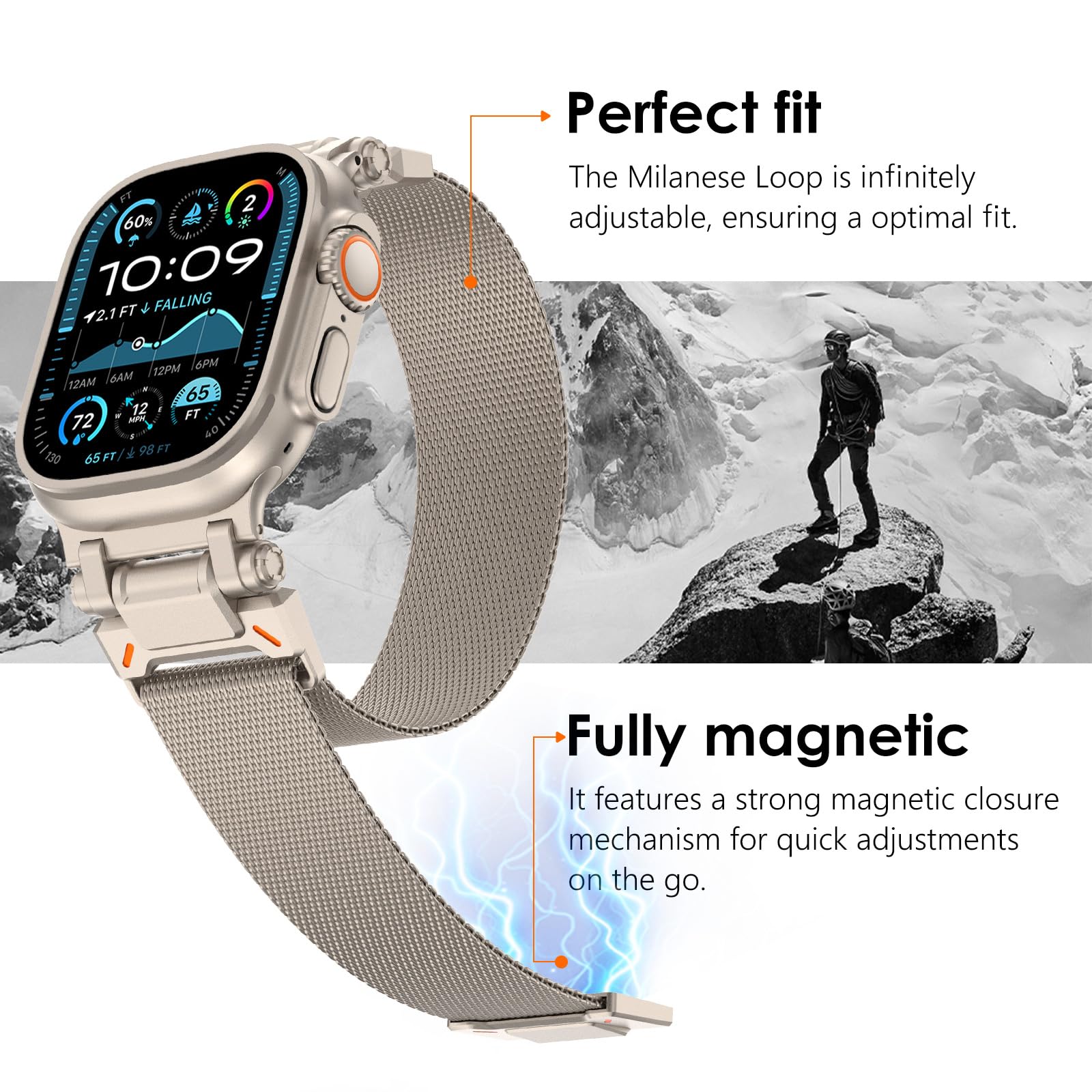 CHANCHY Milanese Strap for Apple Watch Strap 49mm 46mm 45mm 44mm 42mm(Series 3) - Image 3