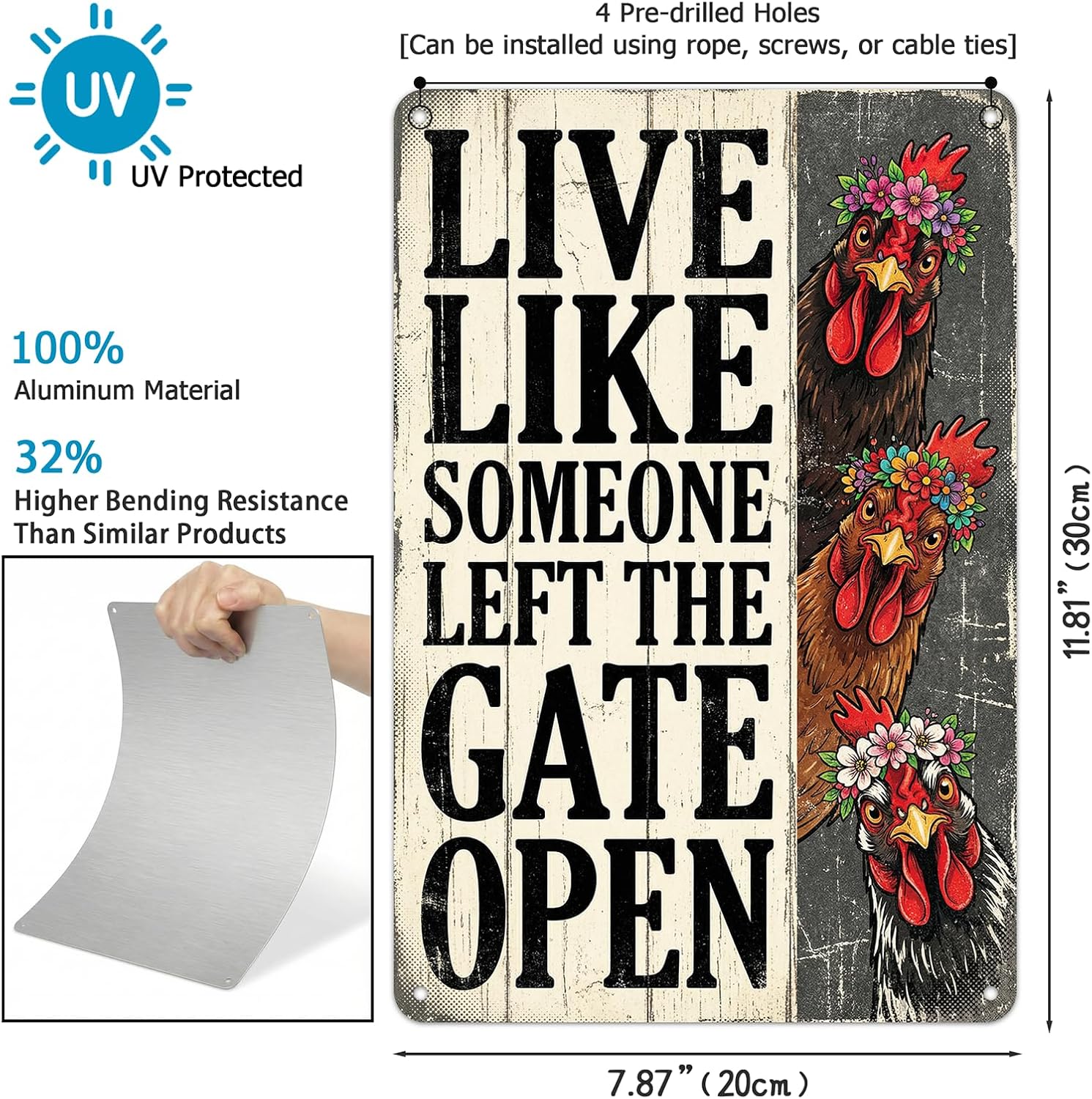Chicken Coop Accessories Live Like Someone Left The Gate Open Funny Sign Chicken Coop Decor For Farmhouse Farm Kicthen Decor 12x8 inch image 3