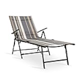 NUU GARDEN Folding Chaise Lounge Pool Chairs,Outdoor Sun Tanning Chairs with 6-Position Adjustable Backrest and Breathable Textile Fabric for Beach, Yard, Patio