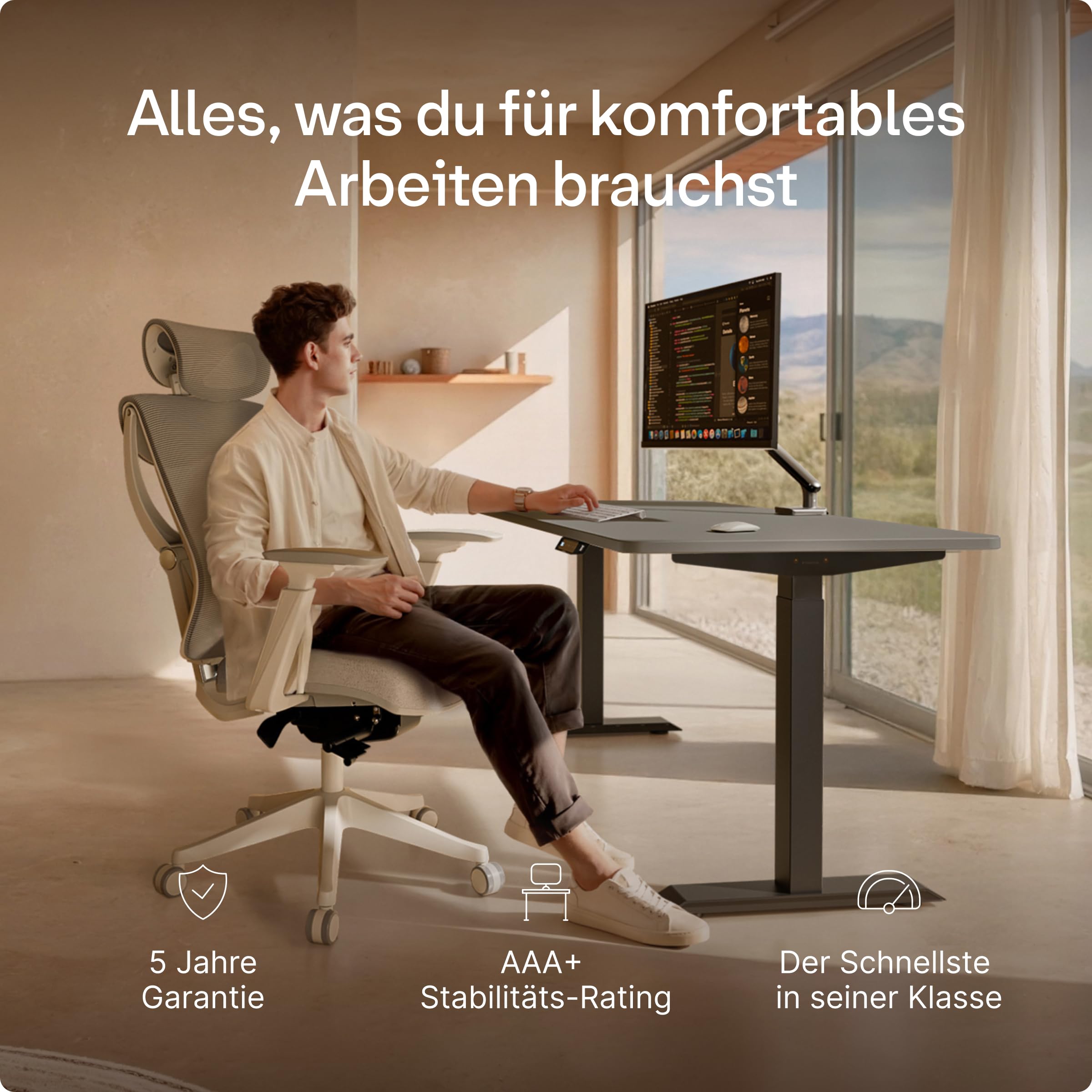Desktronic Hoch- und Sitnstation - Stabile elektrische Tischplatte mit Touchscreen - Dettaglio