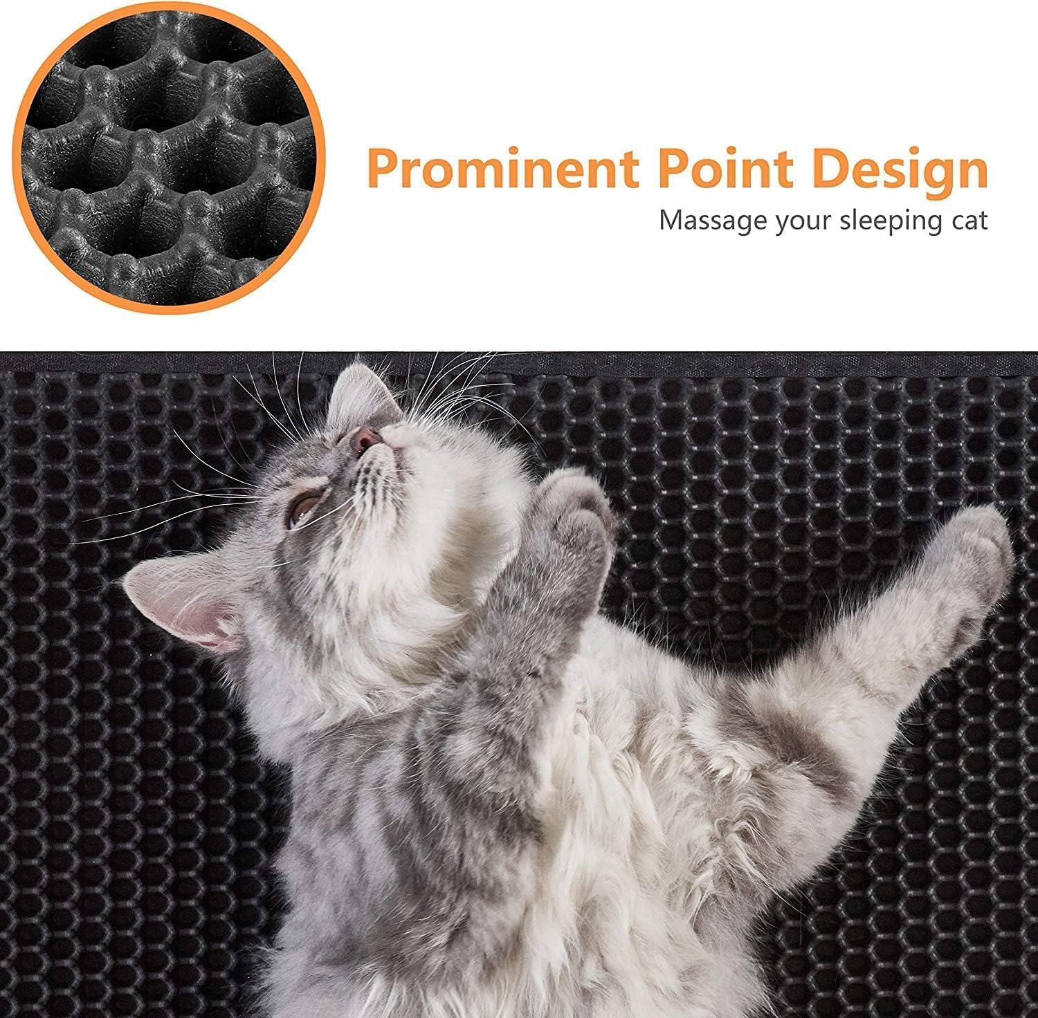 Cat Litter Mat Litter Box Mat for Kitty, EVA Honeycomb Double Layer Design, Urine & Waterproof Scatter Control, Less Waste, Easier To Clean,Non Slip (Black 75 x 60cm) 4