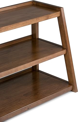 Miniatura 5 de SIMPLIHOME Sawhorse - Soporte de madera maciza de 48 pulgadas de ancho para TV industrial moderno en color marrón castaño oscuro para televisores de