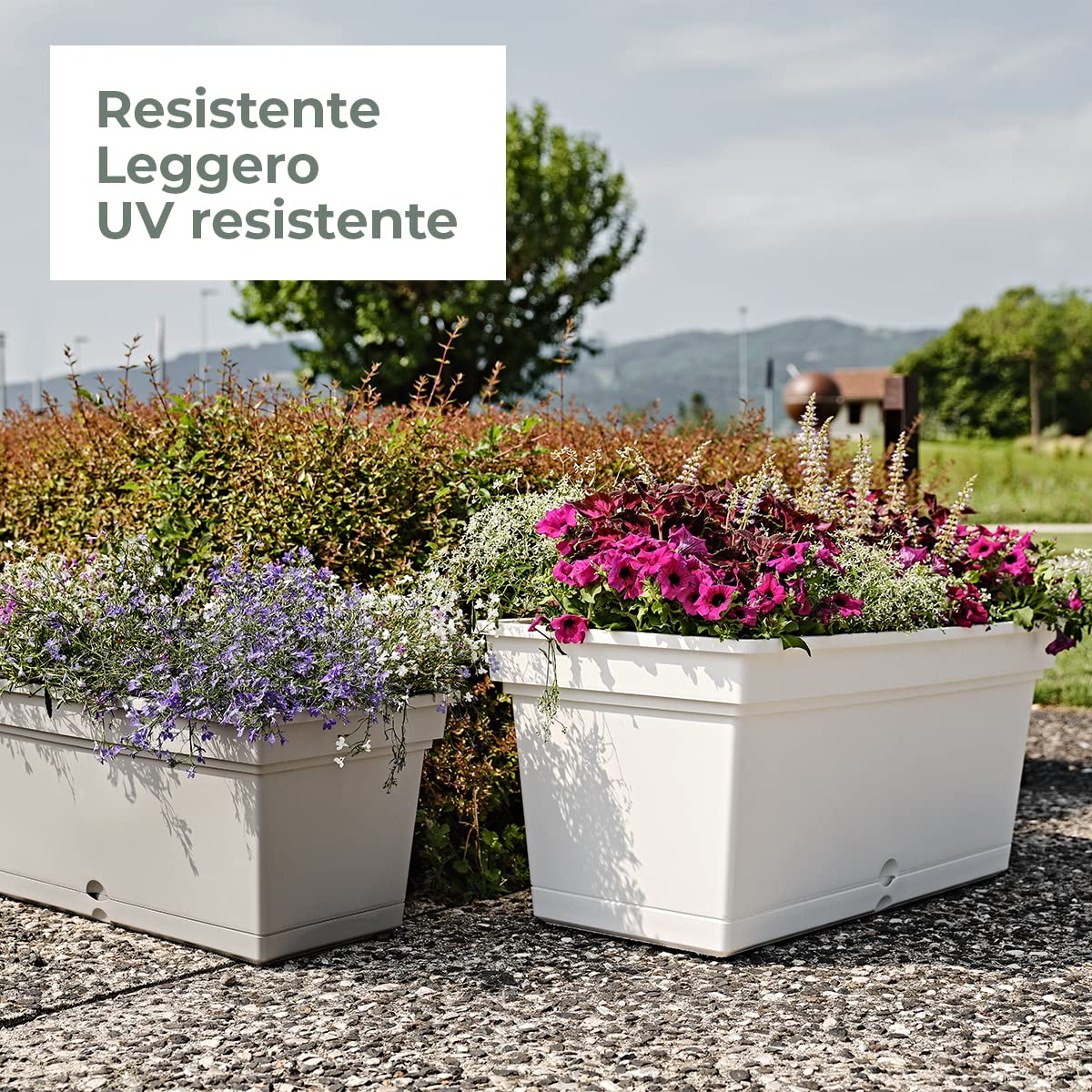 Teraplast Aqua Dimensioni 78,5cm x 38,5cm x 34cm - Fioriera Da Esterno In Plastica Opaca, Colore Grigio Nebbia, 100% Riciclabile Con Riserva D'Acqua. Vaso Rettangolare Da Esterno.