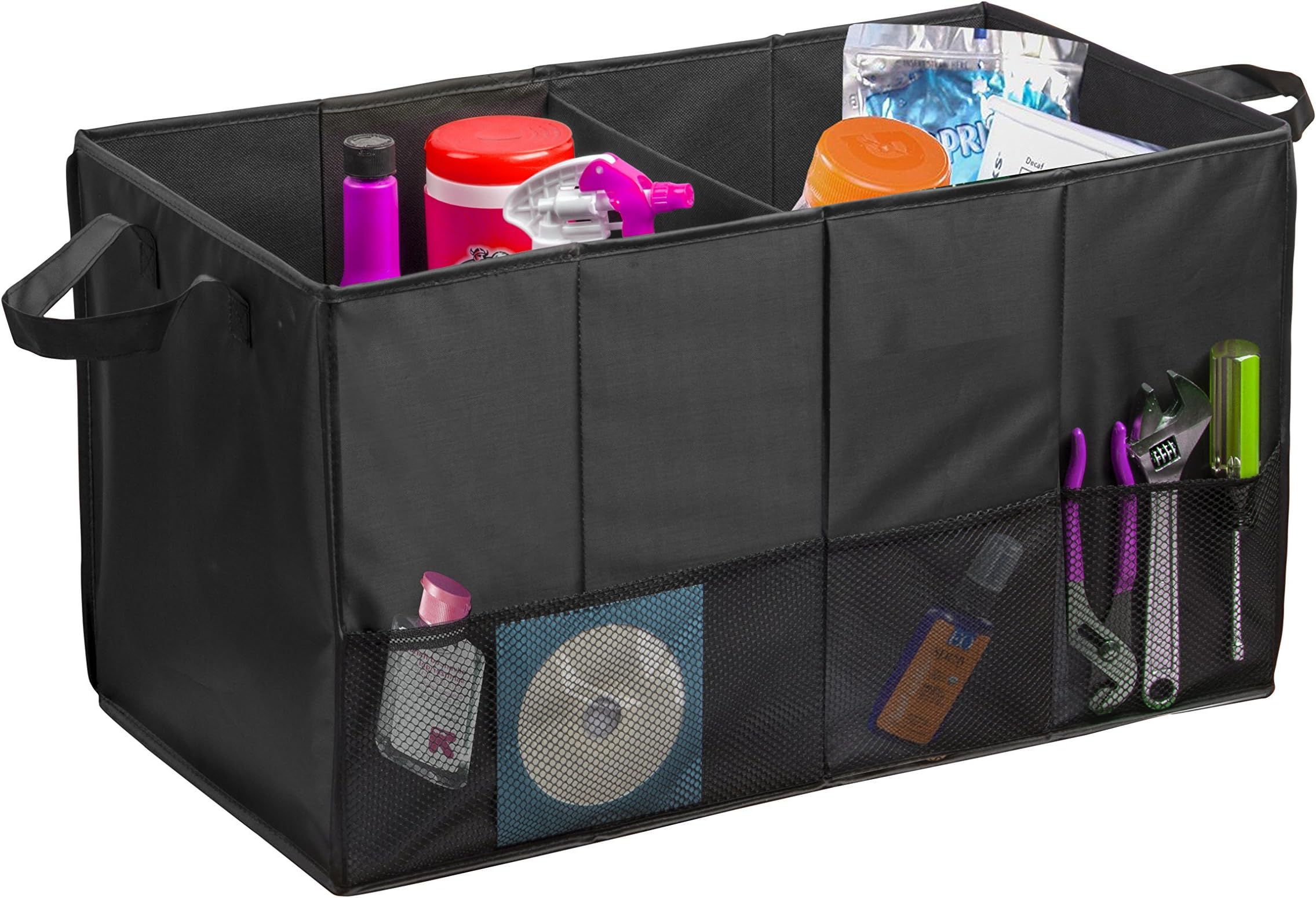 Oetoe Multipurpose Car Trunk Organizer - Convenient, Collapsible, Auto Sturdy Organizer For Car, SUV, Van, and Truck with Stable Base Plates for Bottom Support, Easy Storage Folding Flat Organizer