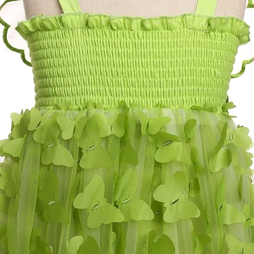 Miniatura 5 de IDOPIP Vestido tutú de mariposa 3D para bebé, sin mangas, vestido de princesa para fiesta de cumpleaños, vestido fruncido para concursos de belleza