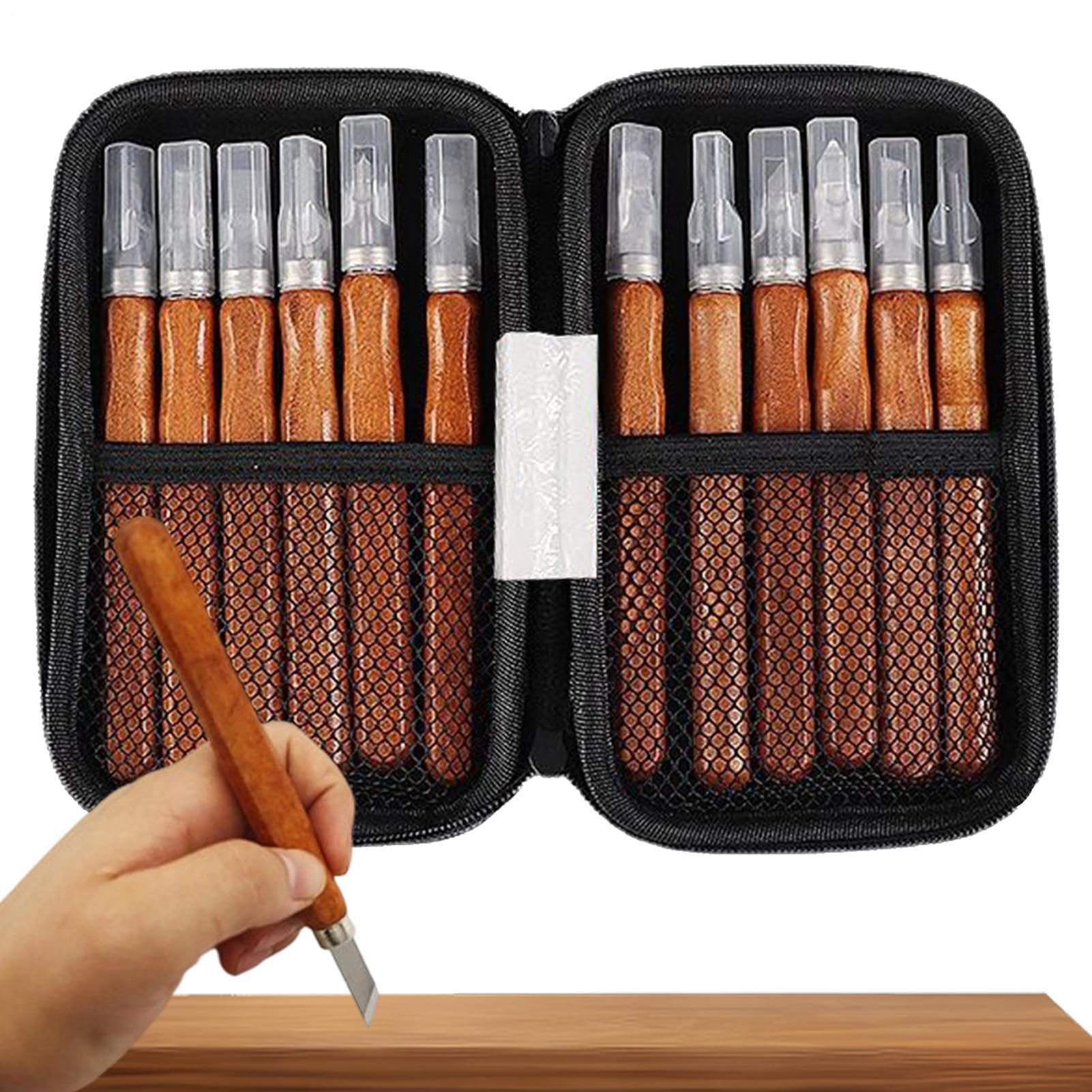 Kit pour sculpter le bois débutant avec outils de gravure et sculpture
