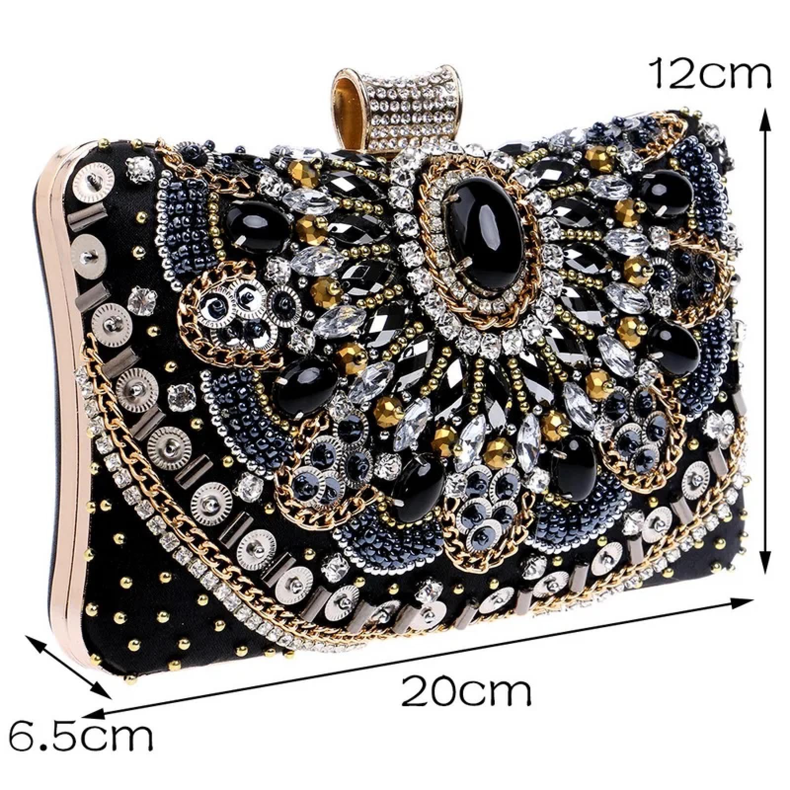 Abendtasche Damen Clutch Kleine Perlen Clutch Geldbörse Elegante Schwarze Abend Taschen Hochzeits Party Clutch Handtasche Metall Kette Umhängetaschen