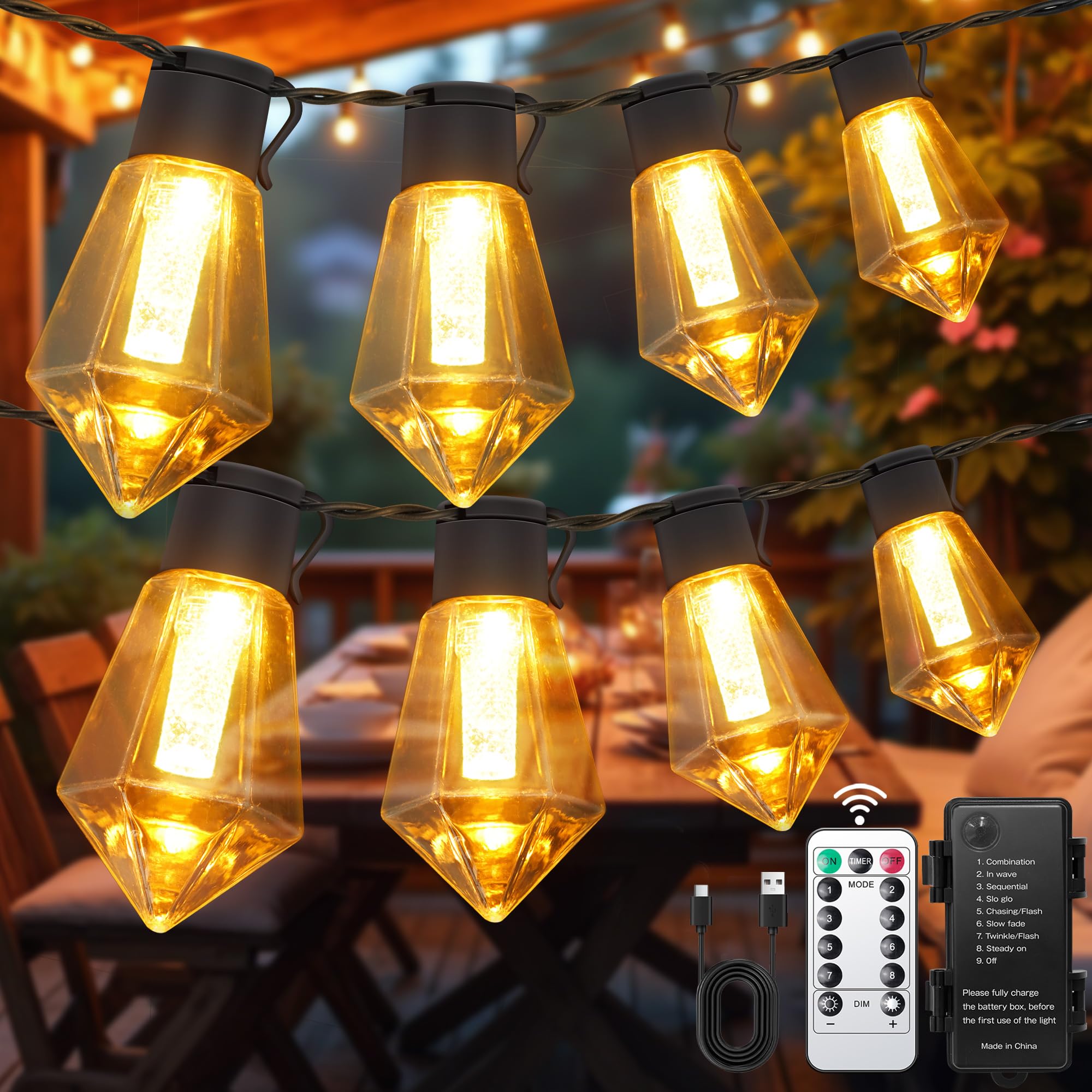 aurogeek Lichterkette für den Außenbereich, batteriebetrieben