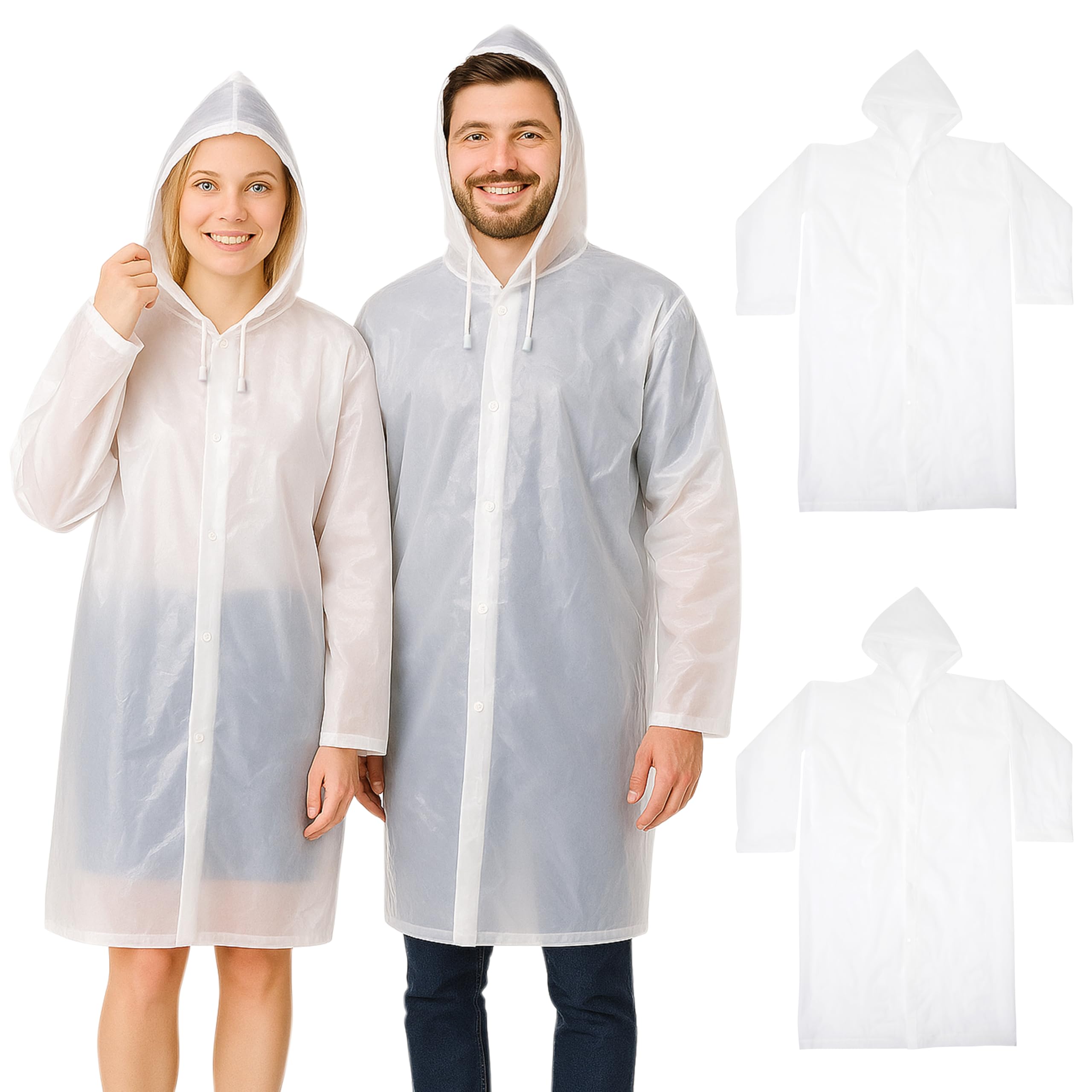 Bramble Unisex Transparent - Pack Of 2 Clear Raincoats, Reusable Eva Hooded Ponchos For Adults, One-Size Rain Poncho For Festivals, Sports Events, Hiking